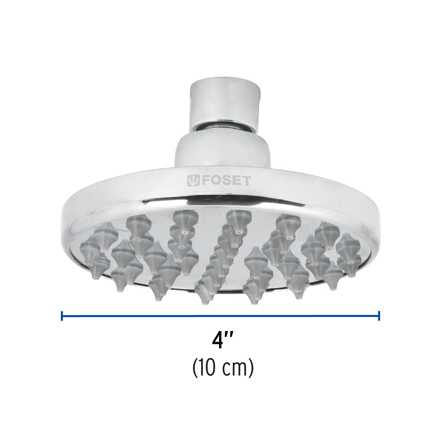 Regadera cromo 4" plato redondo, sin brazo, FOSET ELEMENT