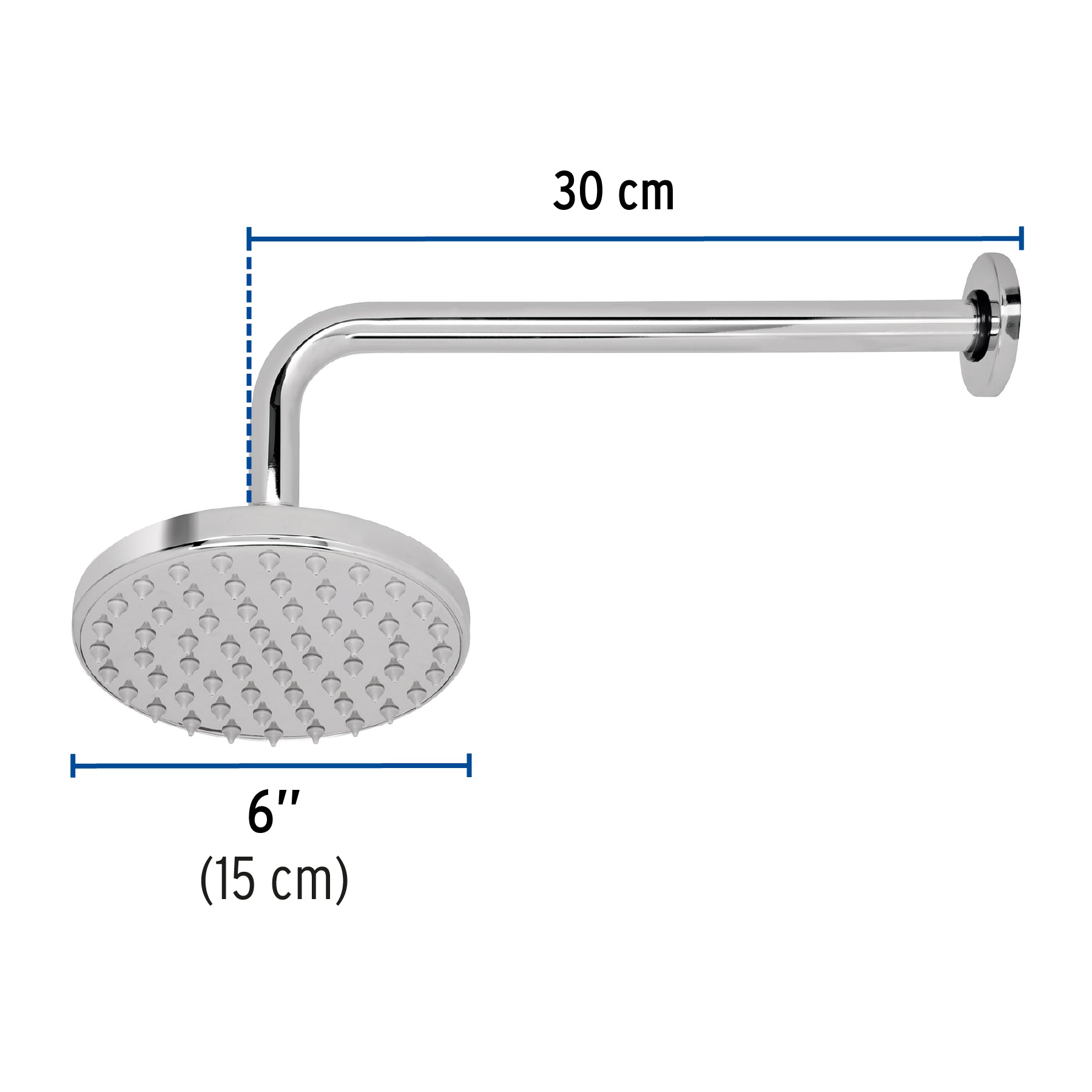 Regadera cromo 6" plato redondo, con brazo, FOSET ELEMENT