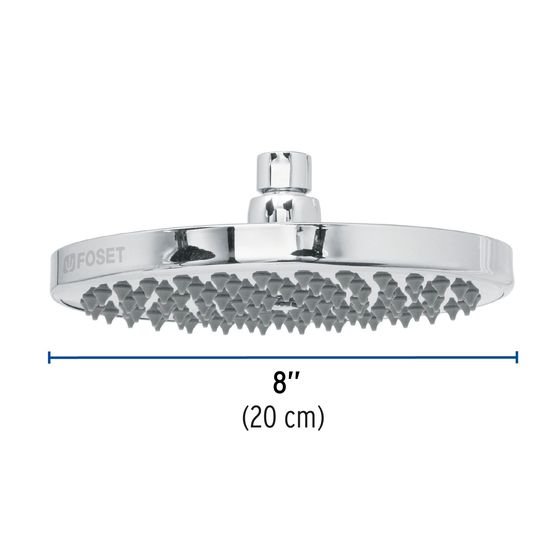 Regadera cromo 8" plato redondo, sin brazo, FOSET ELEMENT
