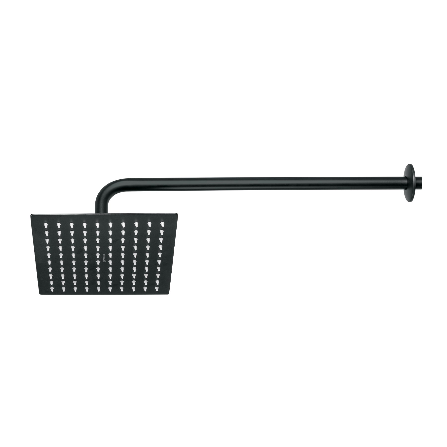 Regadera plato cuadrado 8" con brazo, negro, FOSET RIVIERA