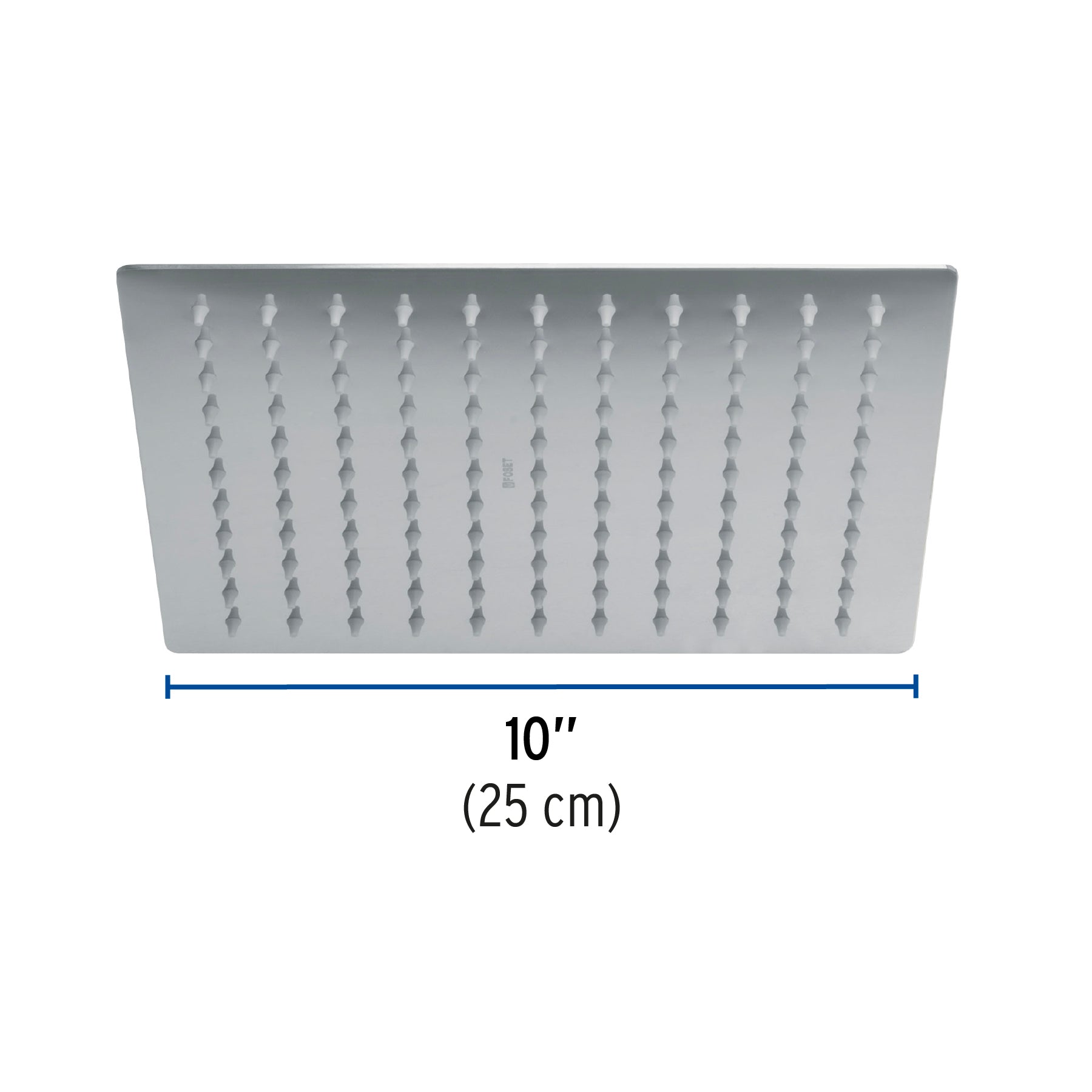 Regadera plato cuadrado 10" sin brazo, cromo, FOSET RIVIERA