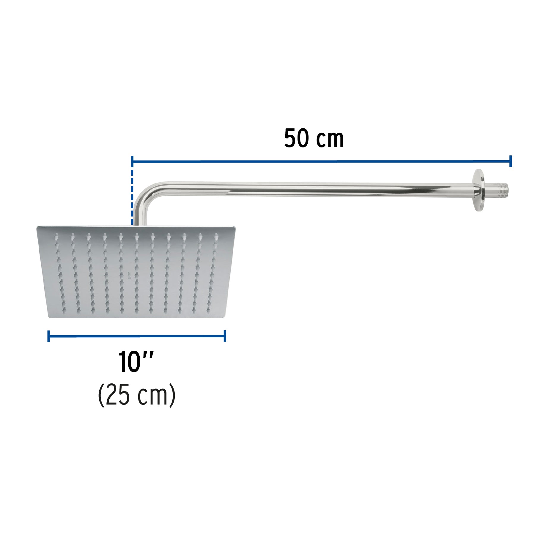 Regadera plato cuadrado 10" con brazo, cromo, FOSET RIVIERA