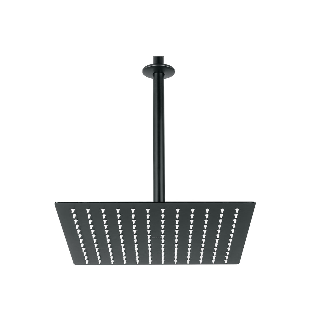 Regadera plato cuadrado 12" con brazo, negro, FOSET RIVIERA