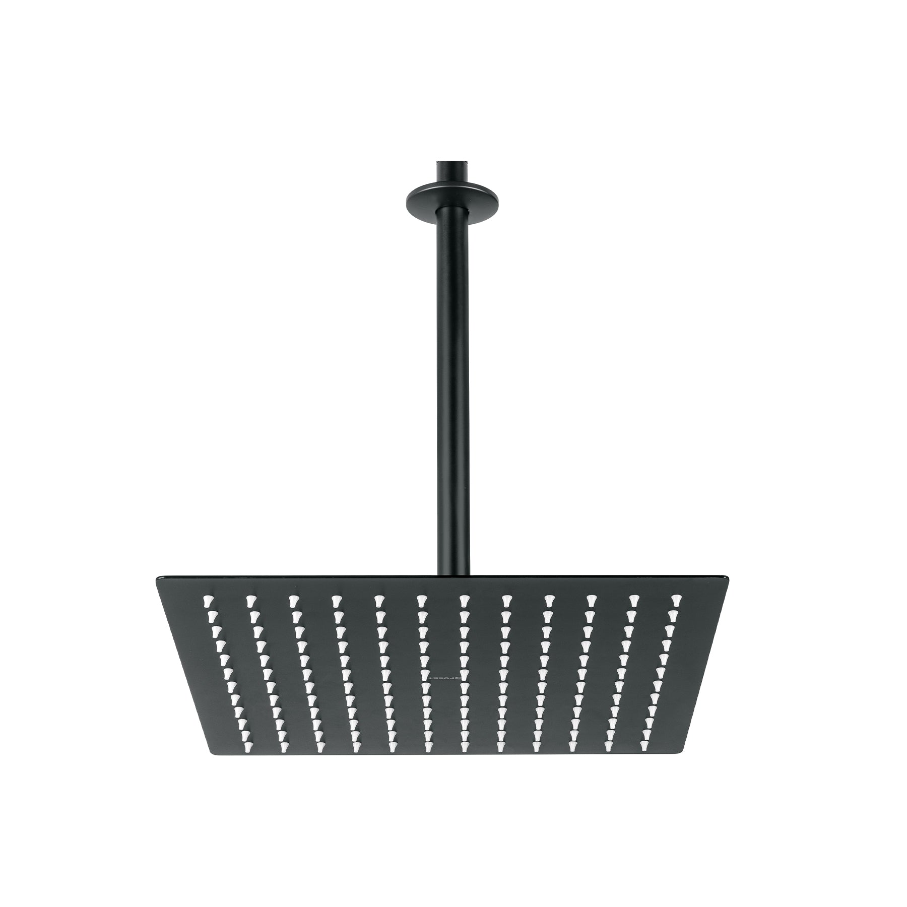 Regadera plato cuadrado 12" con brazo, negro, FOSET RIVIERA