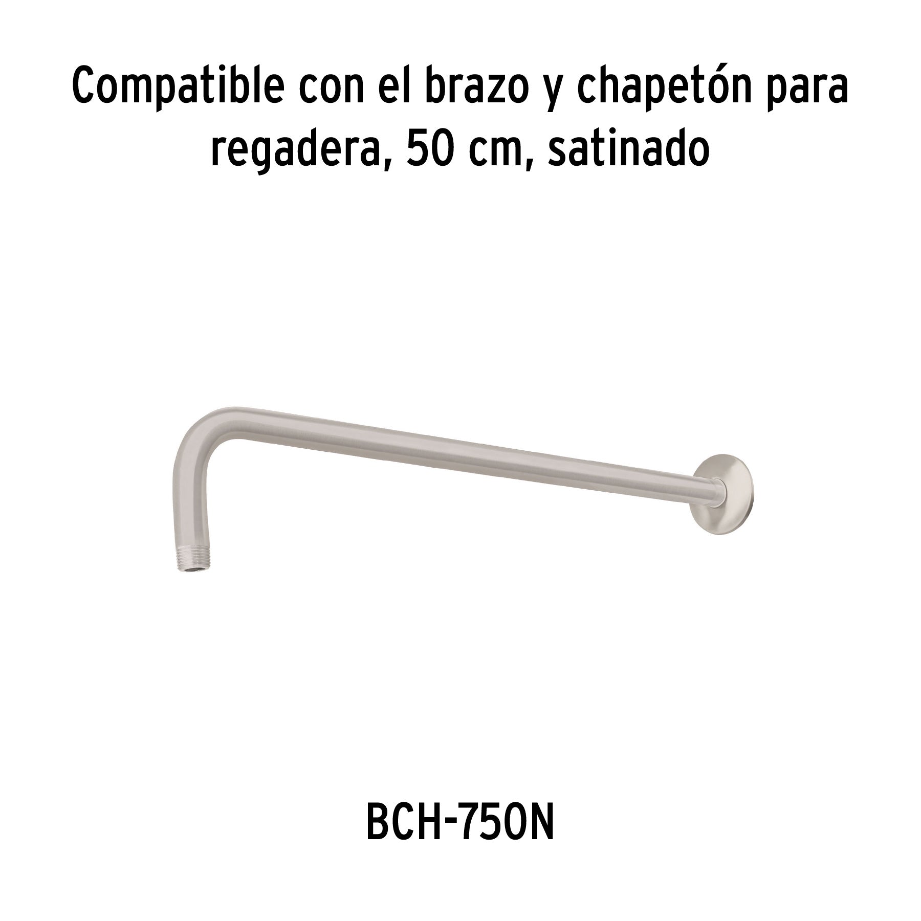 Regadera plato cuadrado 12" sin brazo, satín, FOSET RIVIERA