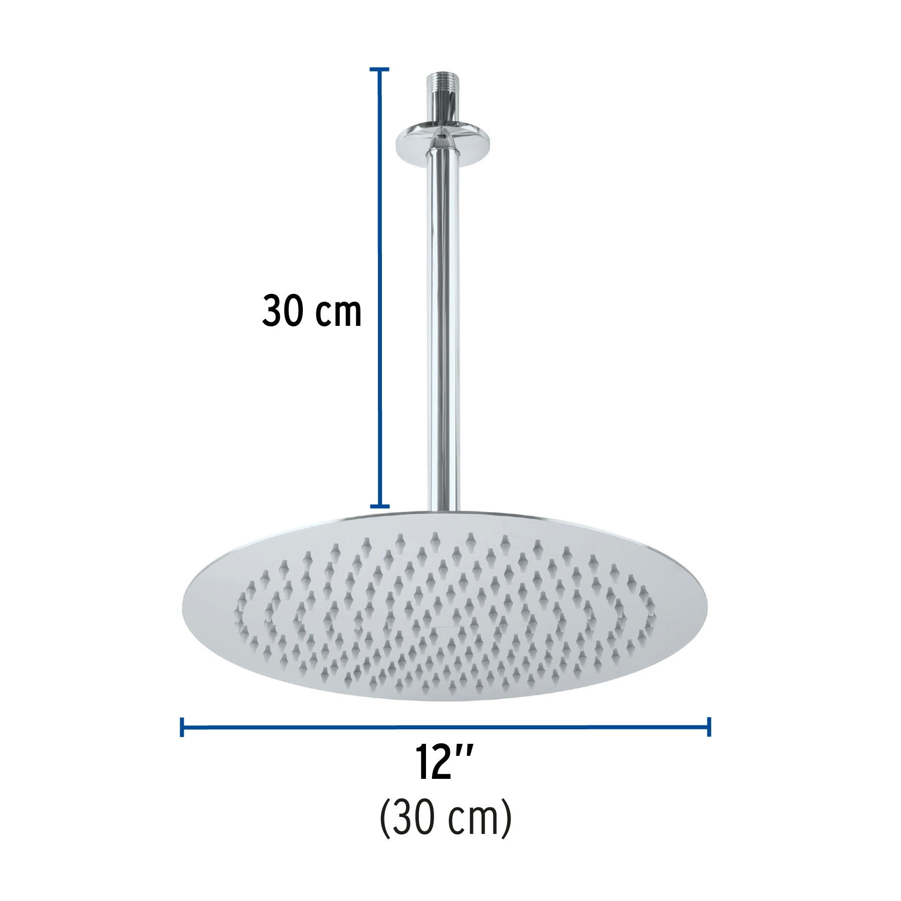 Regadera plato redondo 12" con brazo, cromo, FOSET RIVIERA