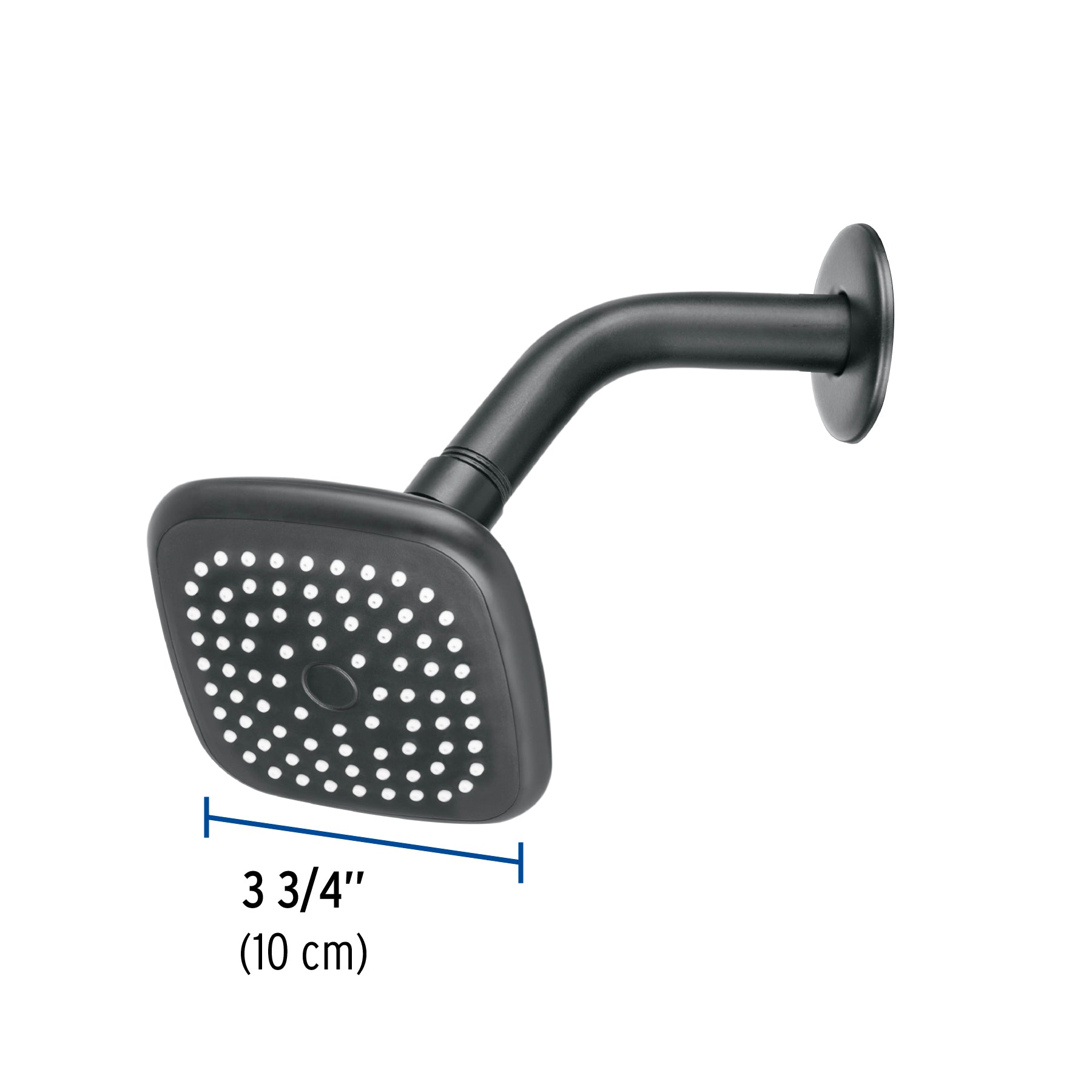 Regadera cuadrada 3-3/4" brazo y chapetón, negro, BASIC