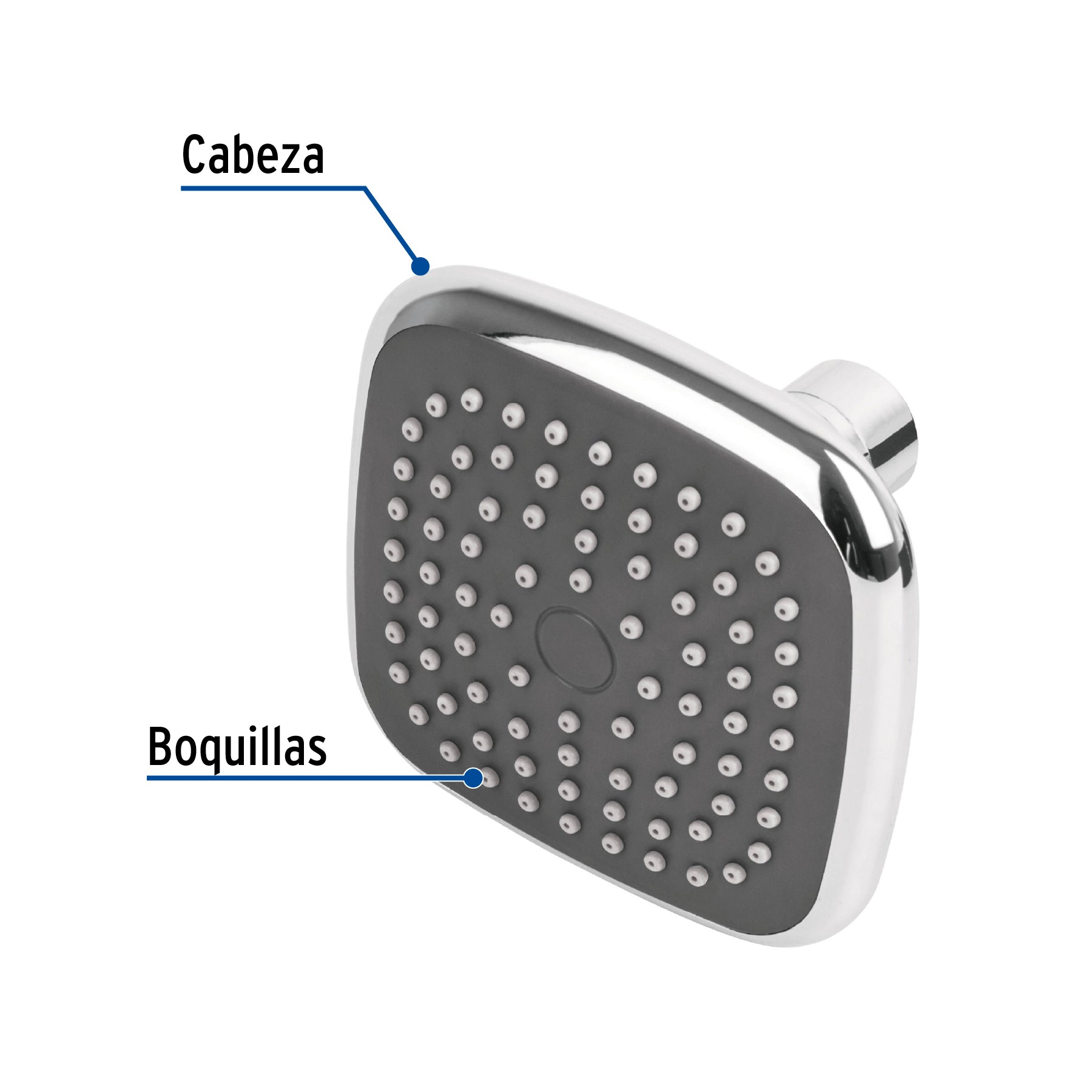 Regadera cuadrada de ABS 3-3/4" sin brazo, FOSET BASIC