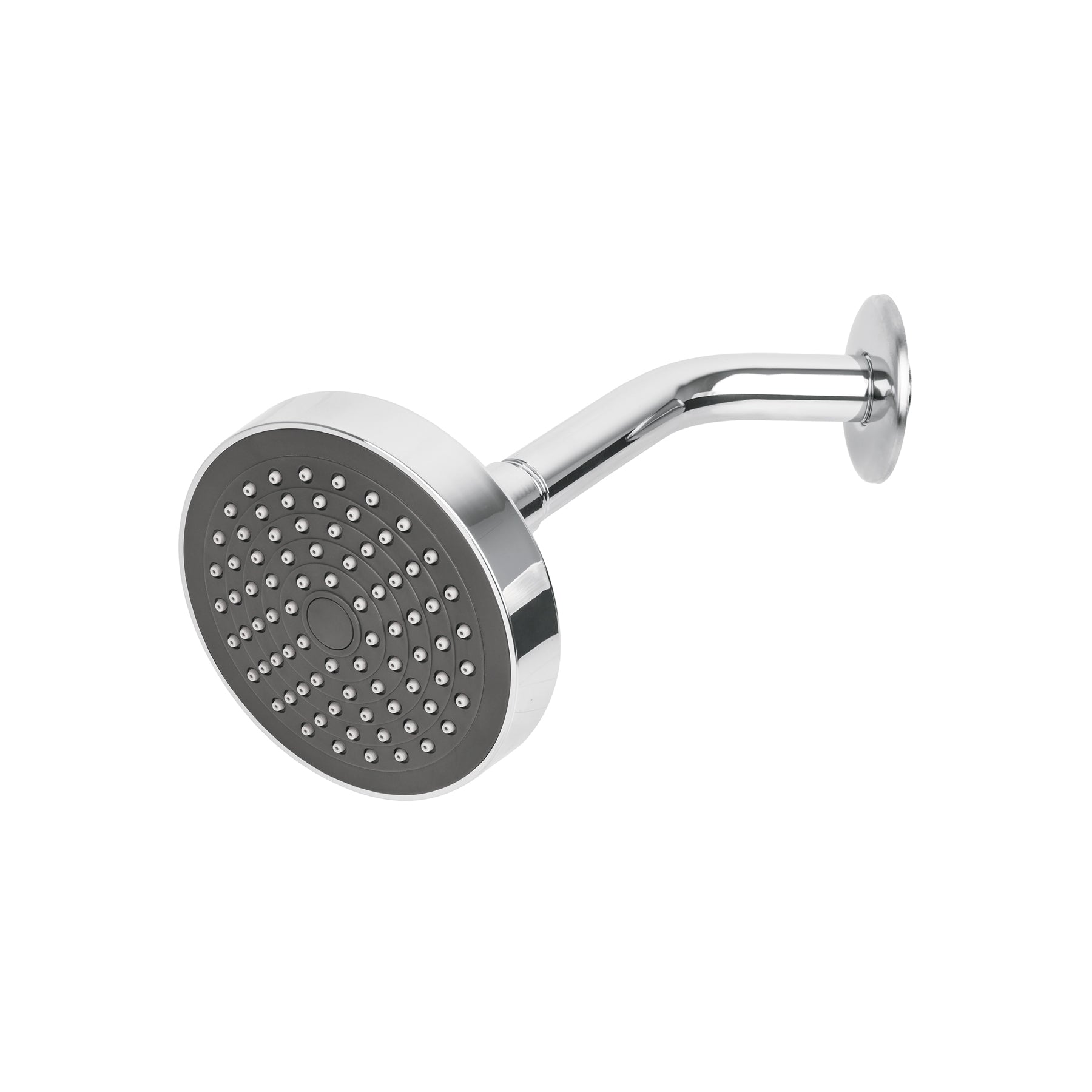 Regadera redonda 4-1/4" brazo y chapetón de acero, BASIC