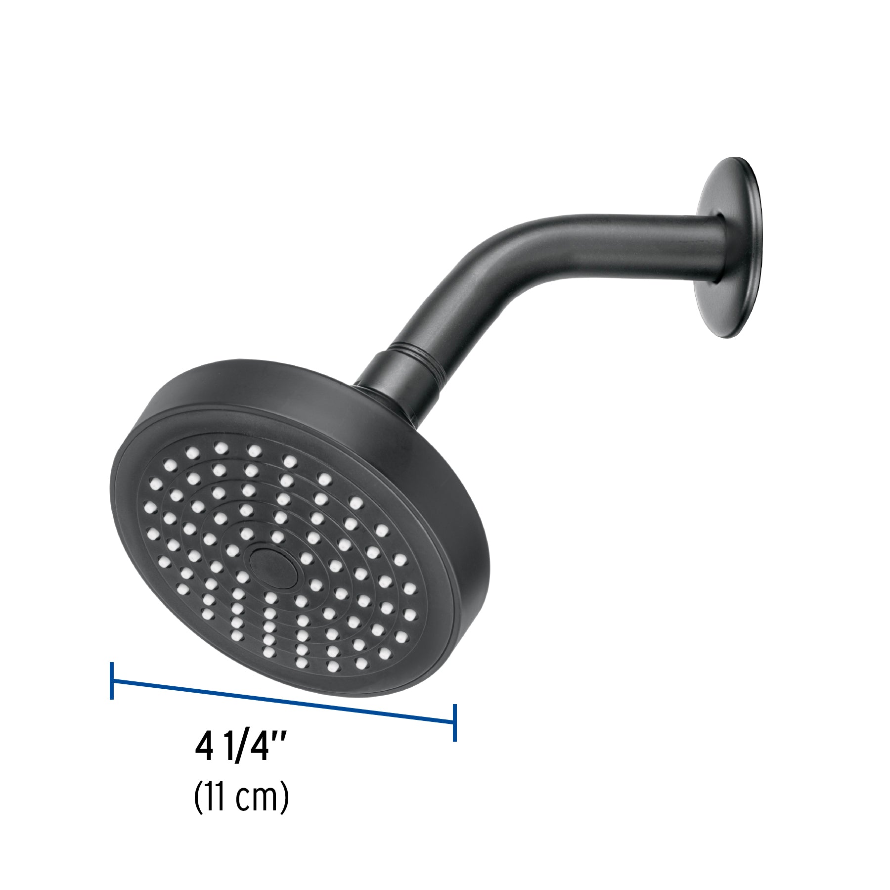Regadera redonda 4-1/4" brazo y chapetón, negro, BASIC