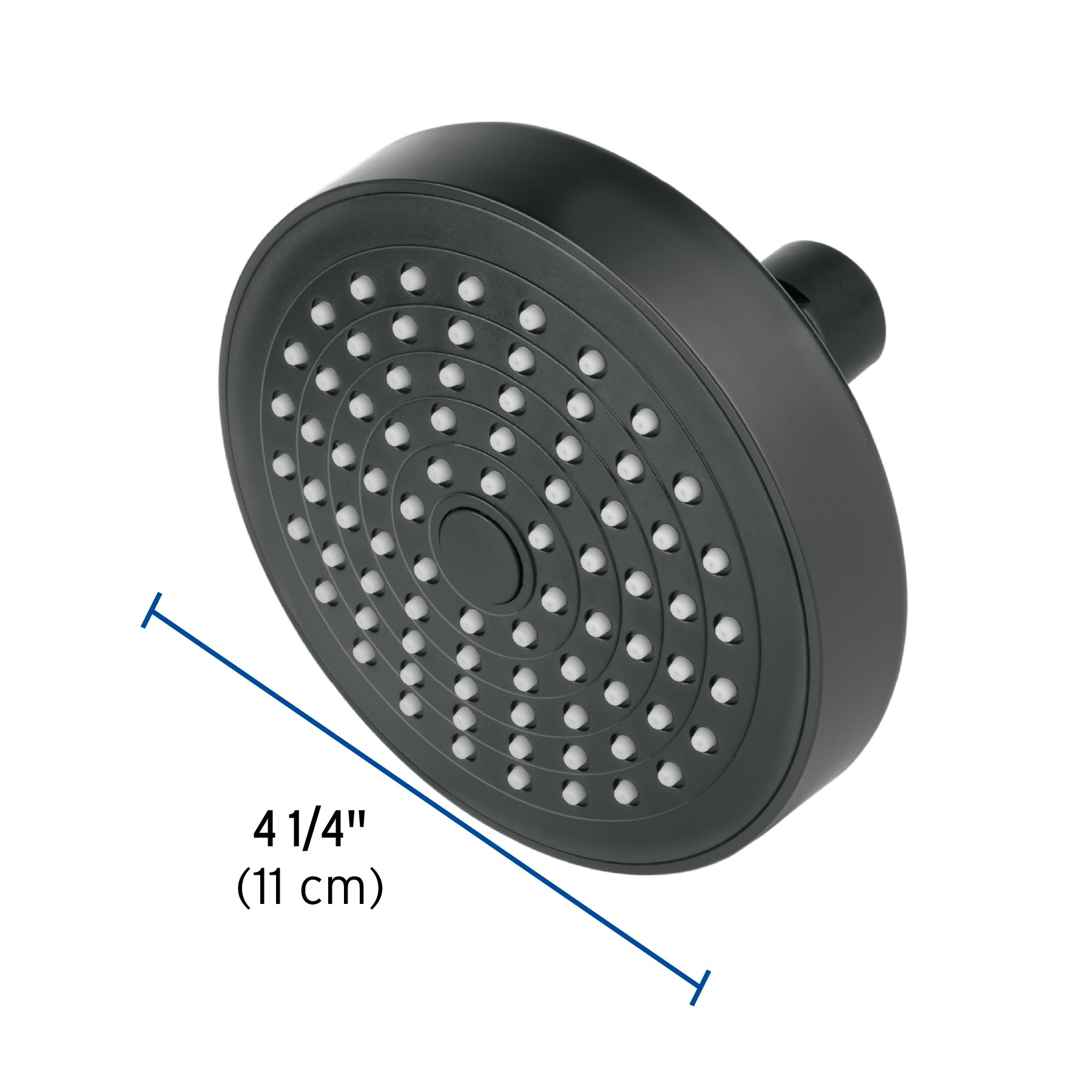 Regadera redonda de ABS 4-1/4" sin brazo, negro, BASIC