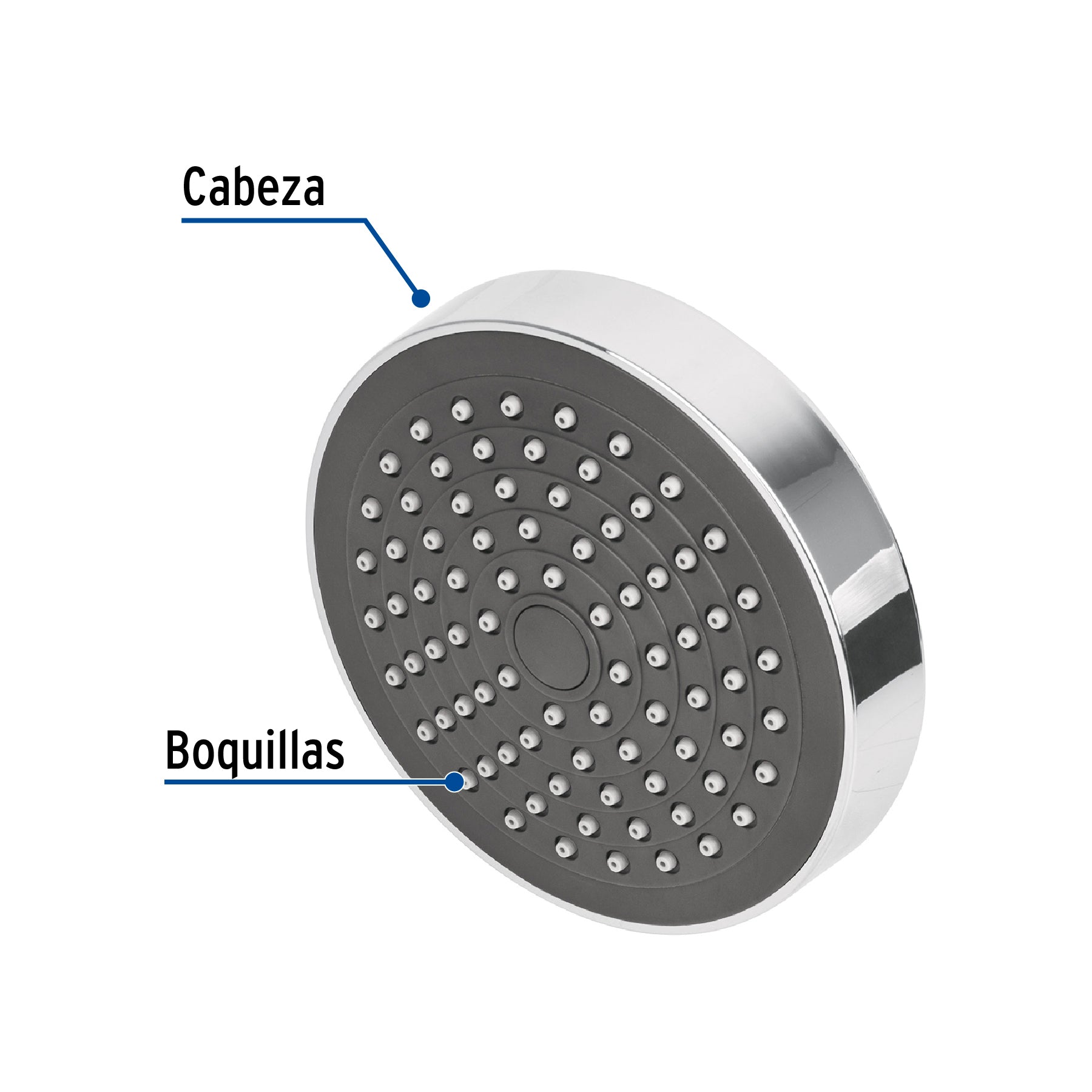 Regadera redonda de ABS 4-1/4" sin brazo, FOSET BASIC