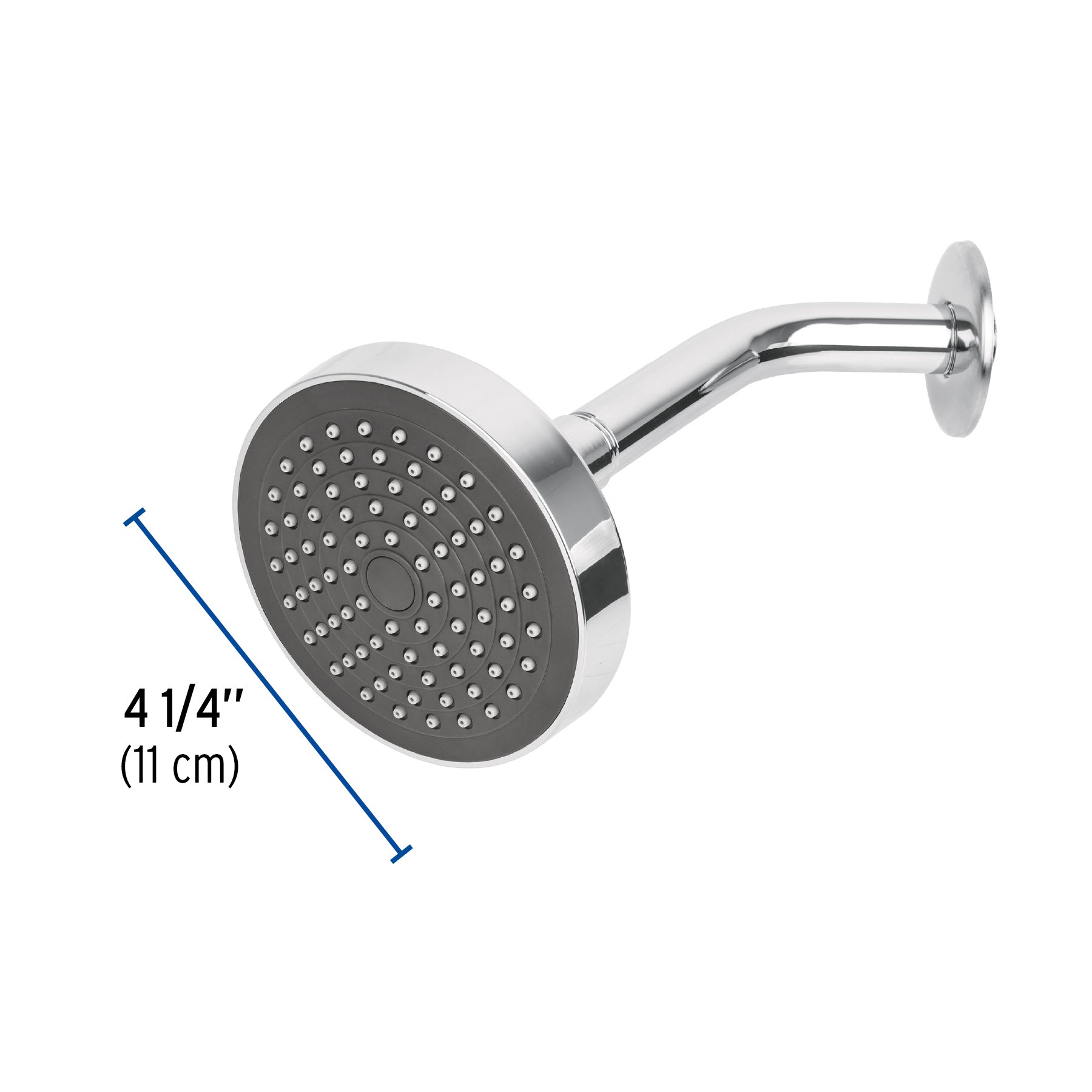Regadera redonda 4-1/4" brazo y chapetón de acero, BASIC