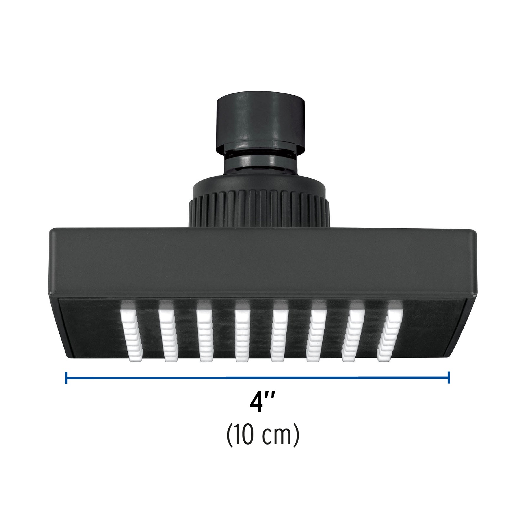 Regadera cuadrada 4", ABS, sin brazo, negro, AQUA