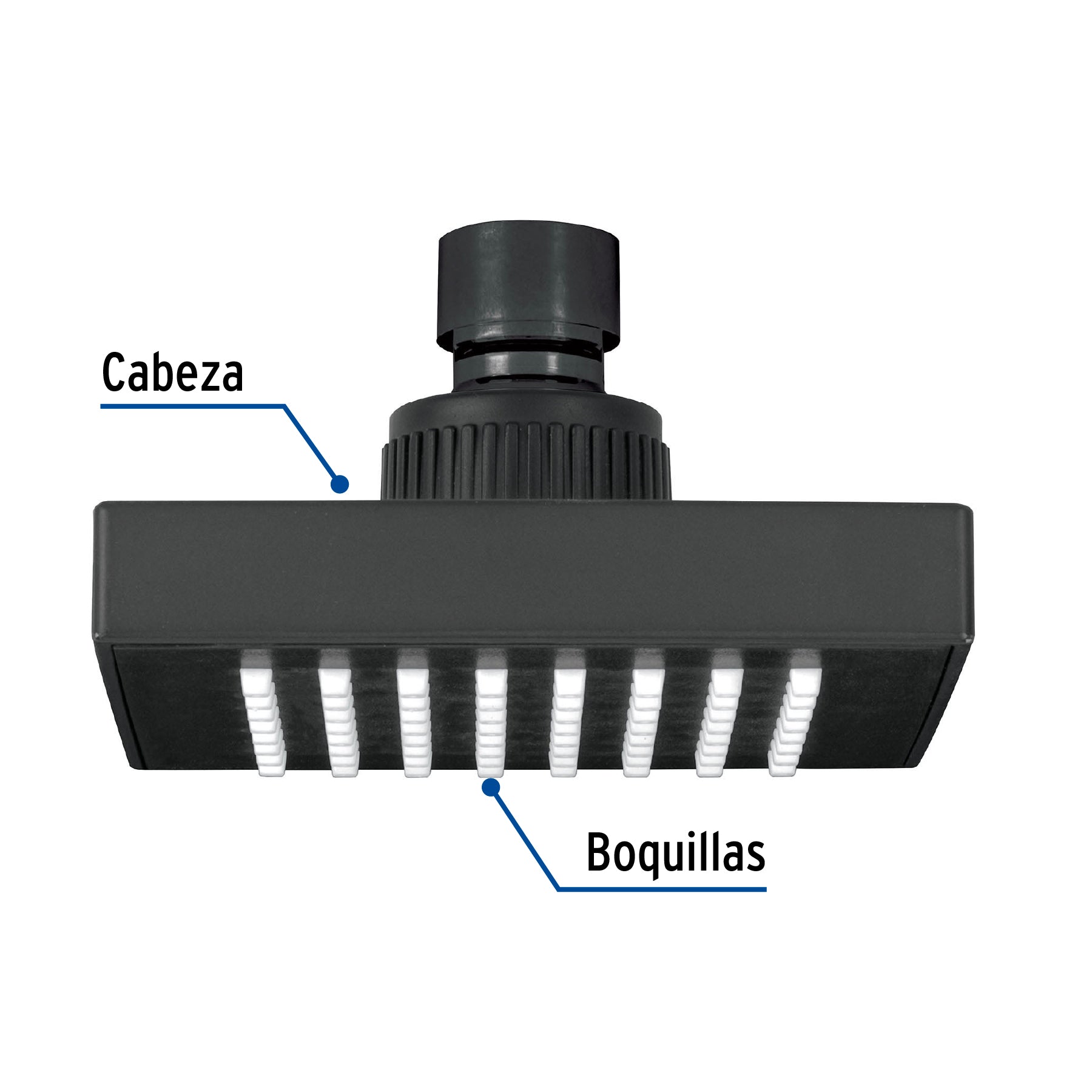 Regadera cuadrada 4", ABS, sin brazo, negro, AQUA