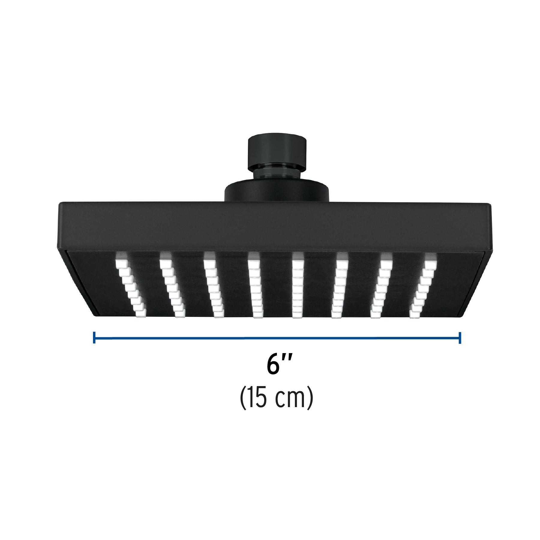 Regadera cuadrada 6", ABS, sin brazo, negro, AQUA