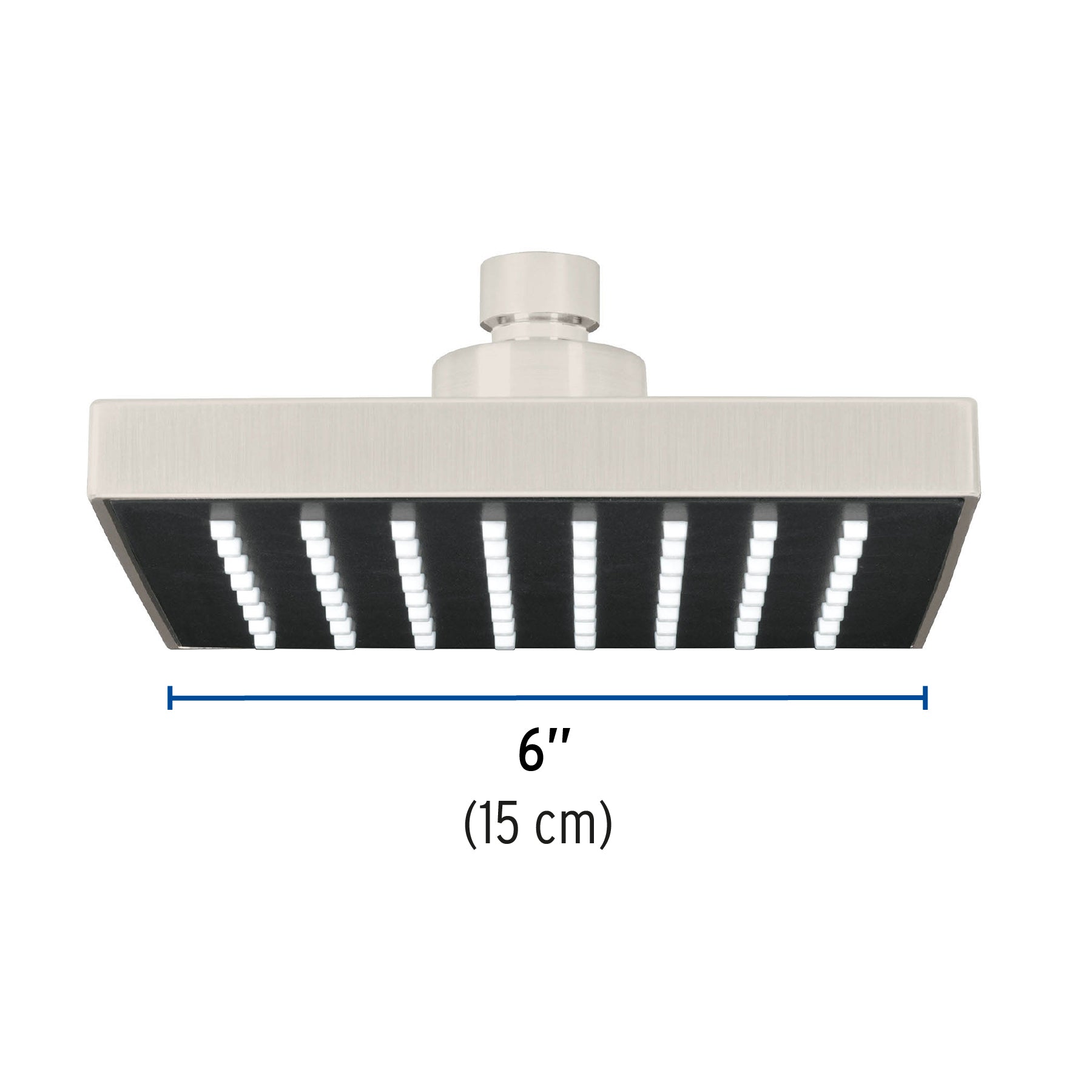 Regadera cuadrada 6", ABS, sin brazo, satín, AQUA