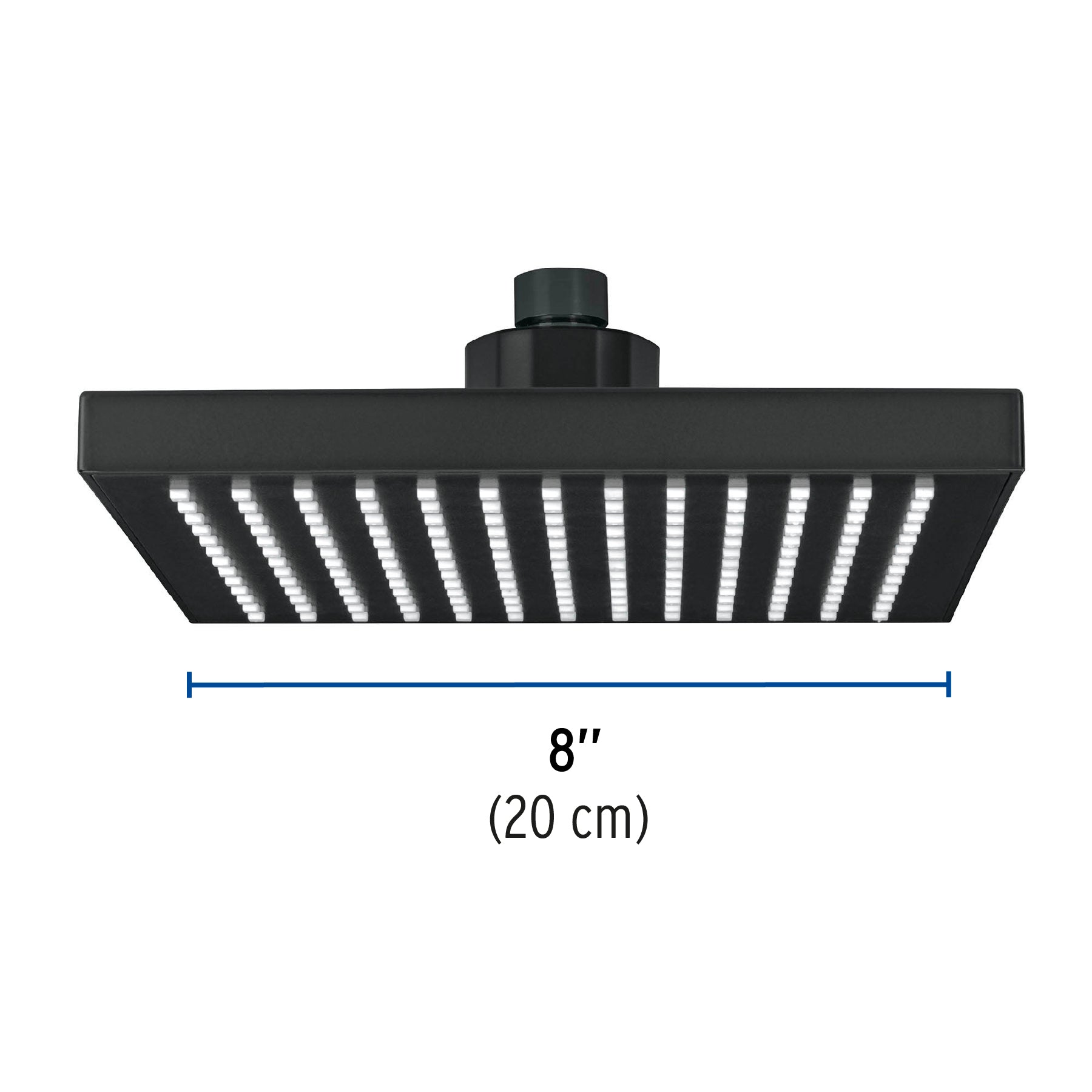 Regadera cuadrada 8", ABS, sin brazo, negro, AQUA