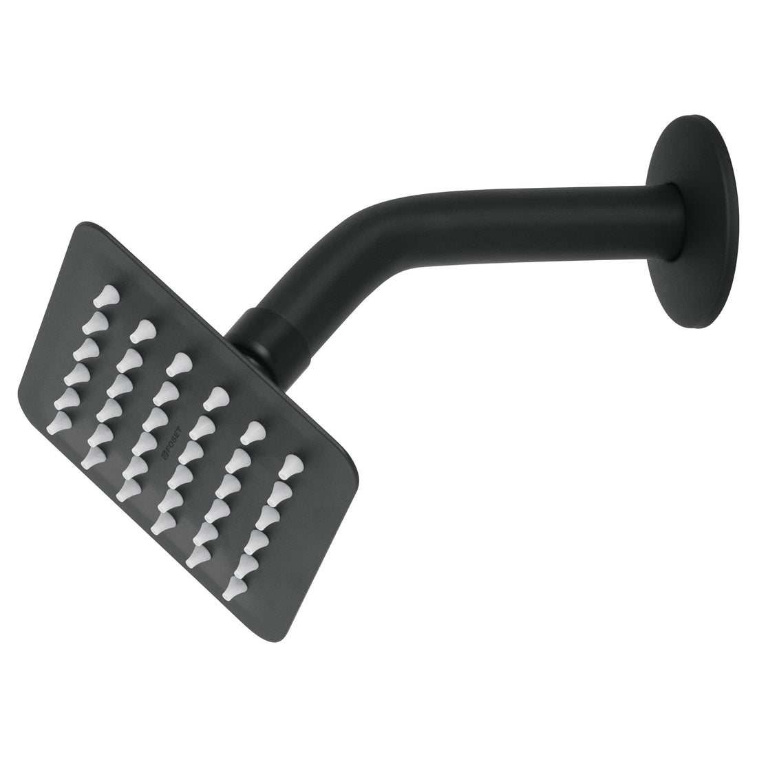 Regadera cuadrada 4", acero inox, con brazo, negro, TÚBIG