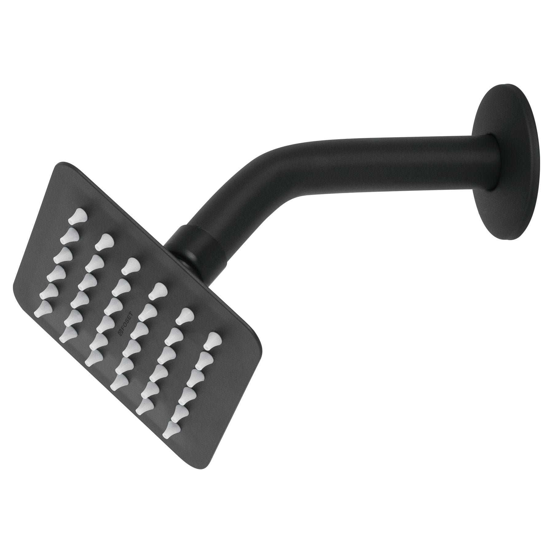 Regadera cuadrada 4", acero inox, con brazo, negro, TÚBIG