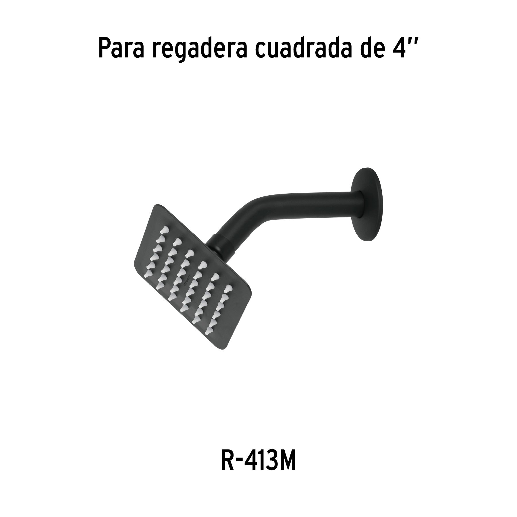 Regadera cuadrada 4", acero inox, sin brazo, negro, TÚBIG