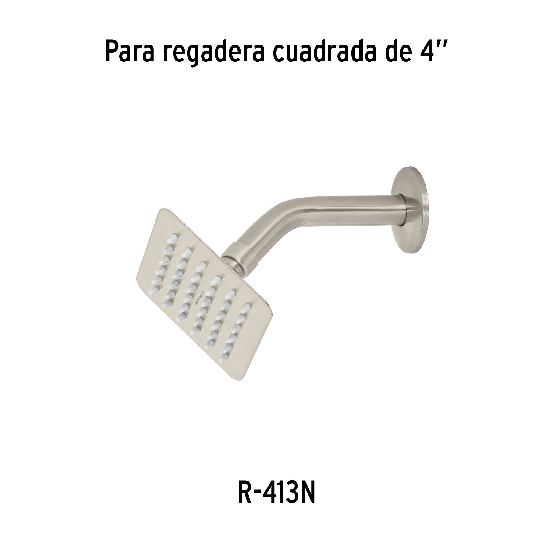 Regadera cuadrada 4", acero inox, sin brazo, satín, TÚBIG