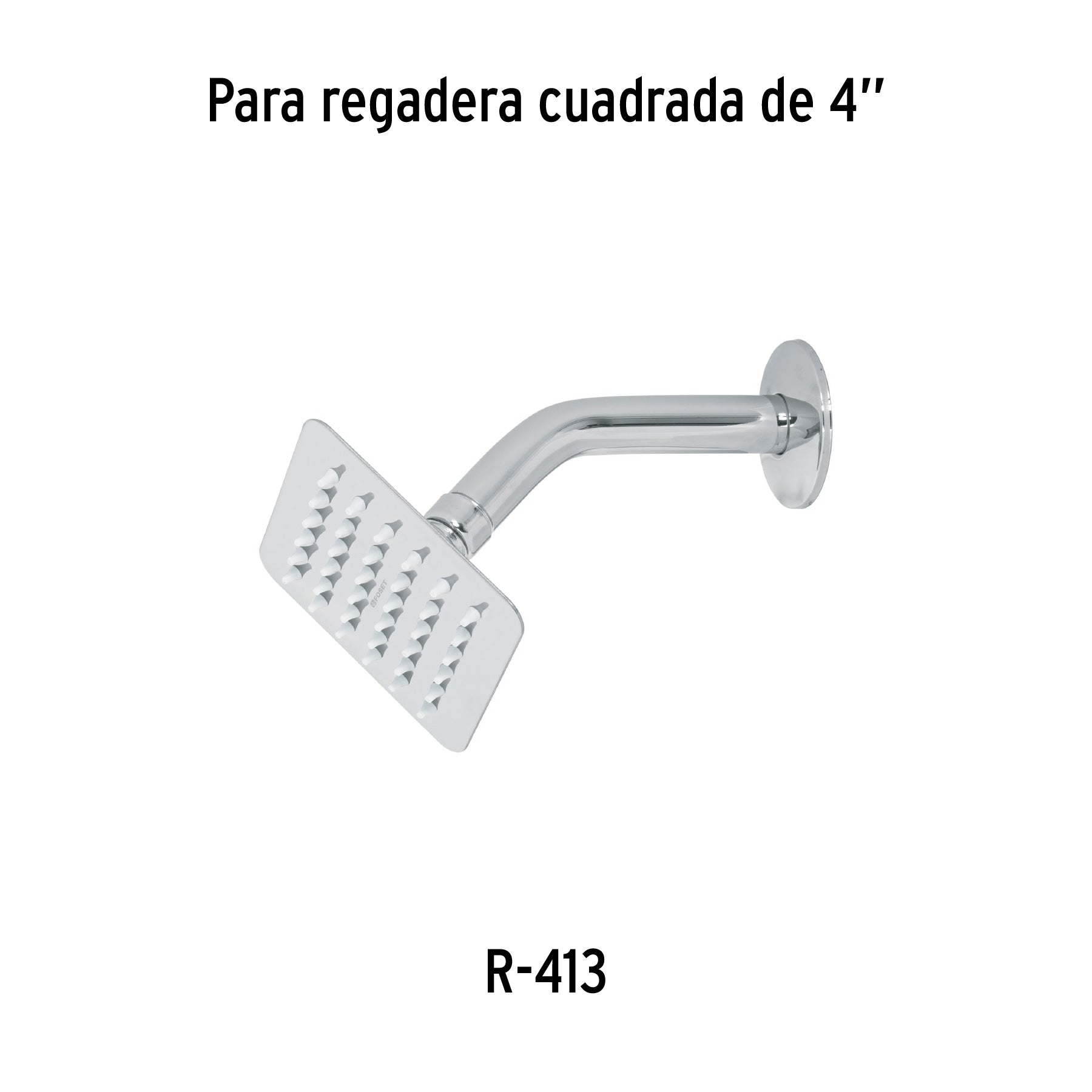 Regadera cuadrada 4", acero inox, sin brazo, cromo, TÚBIG