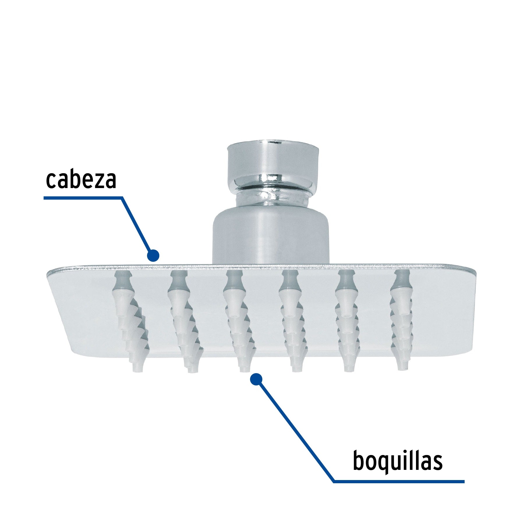 Regadera cuadrada 4", acero inox, sin brazo, cromo, TÚBIG