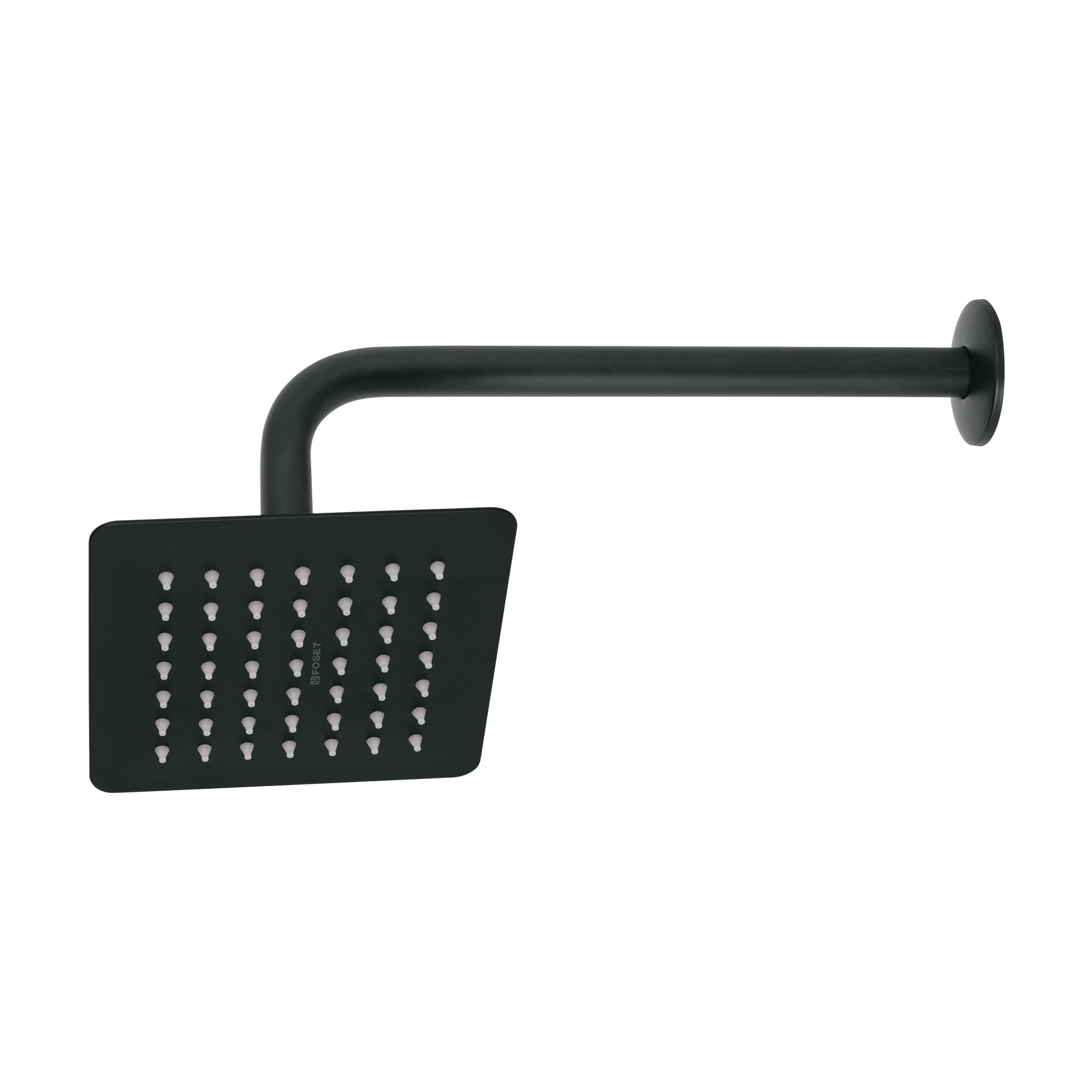 Regadera cuadrada 6", acero inox, con brazo, negro, TÚBIG