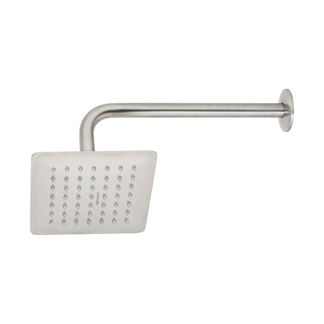 Regadera cuadrada 6", acero inox, con brazo, satín, TÚBIG