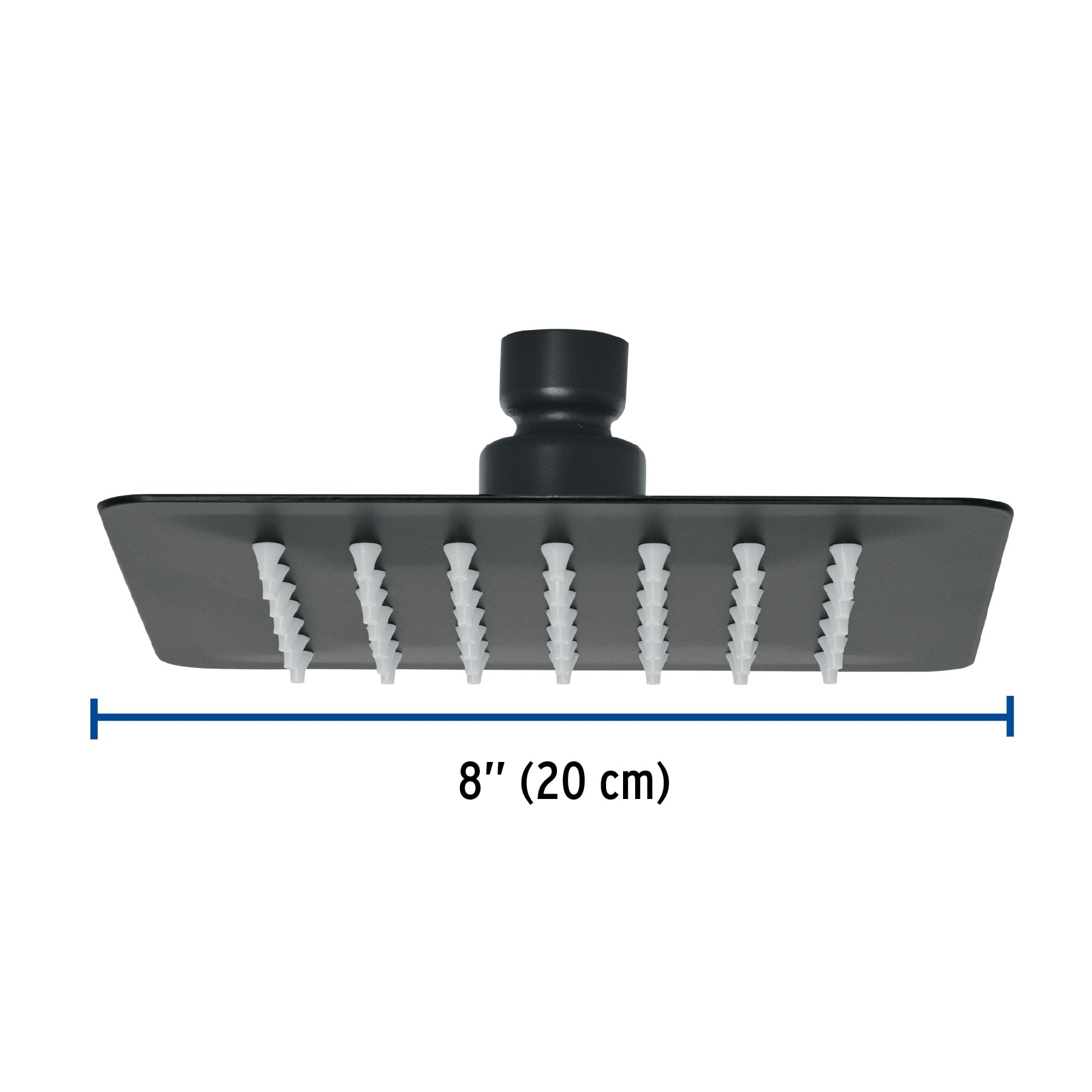Regadera cuadrada 6", acero inox, sin brazo, negro, TÚBIG