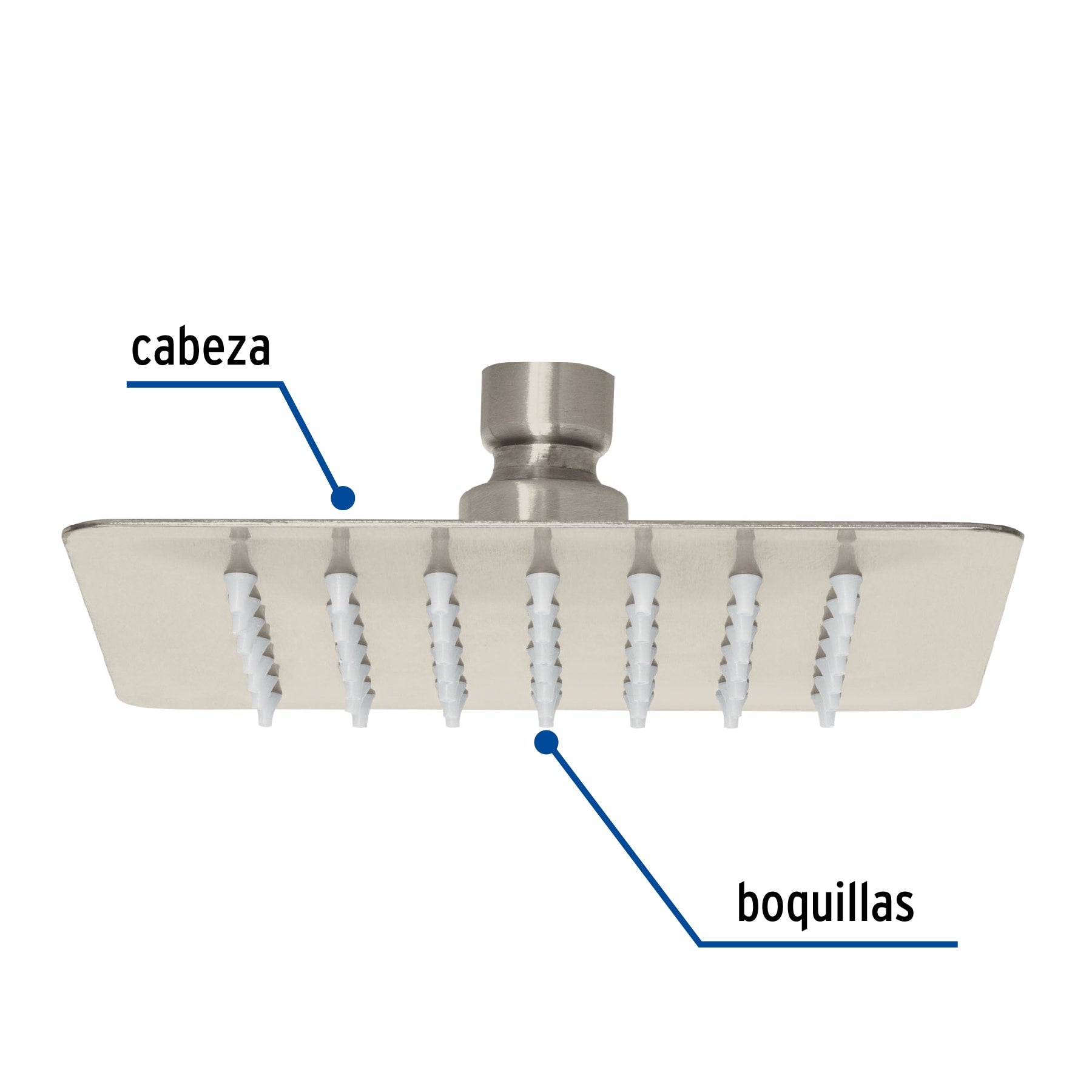Regadera cuadrada 6", acero inox, sin brazo, satín, TÚBIG