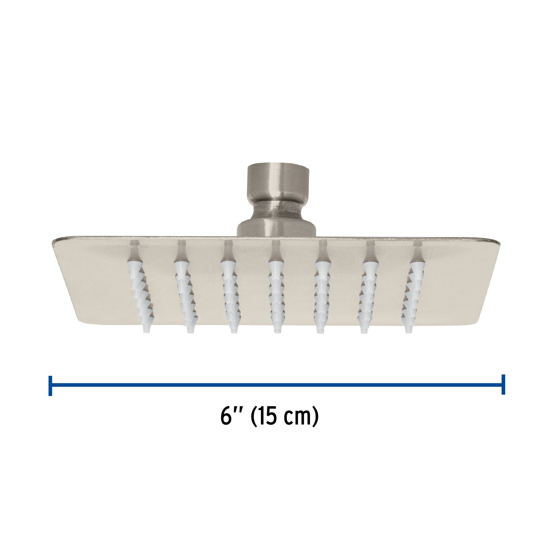 Regadera cuadrada 6", acero inox, sin brazo, satín, TÚBIG