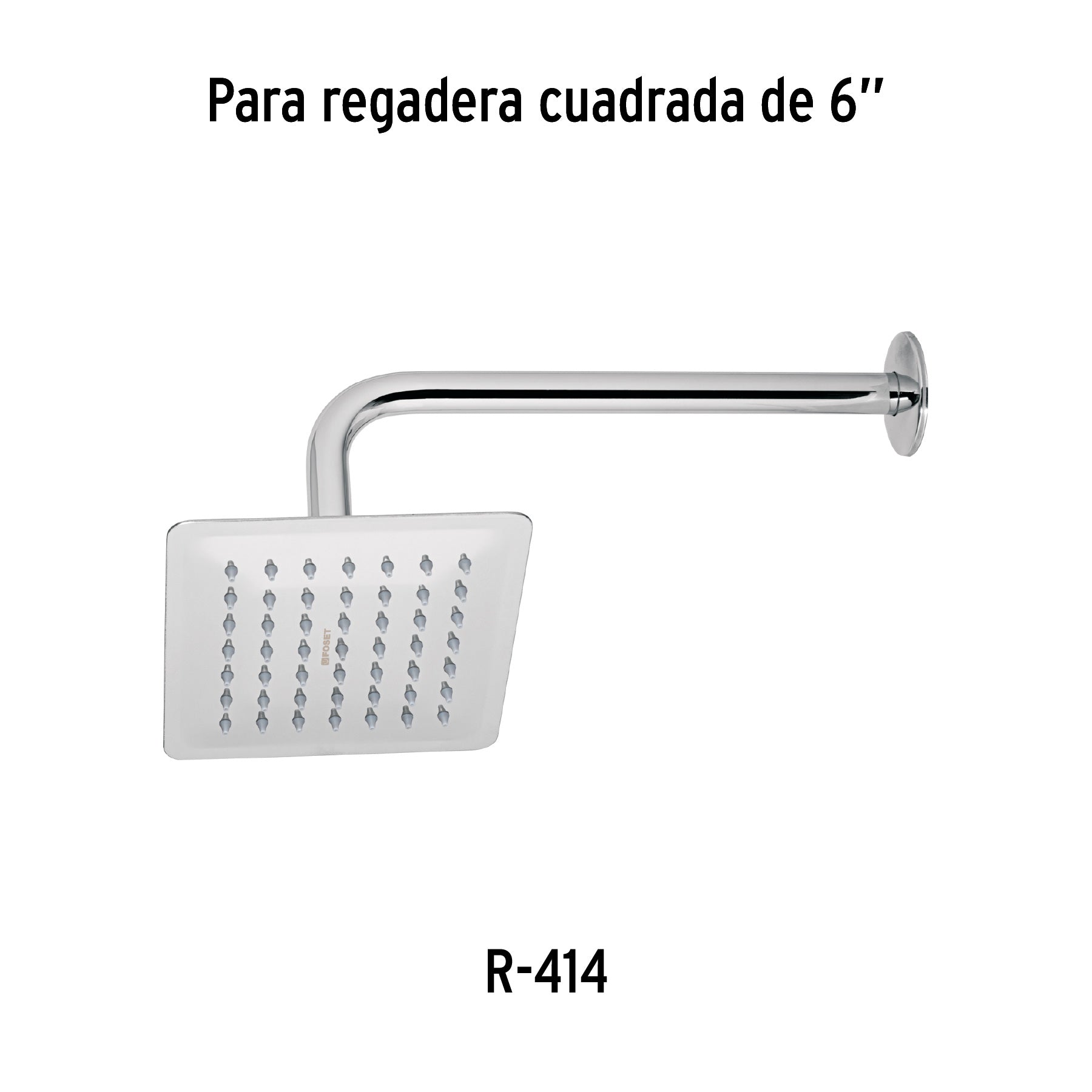 Regadera cuadrada 6", acero inox, sin brazo, cromo, TÚBIG