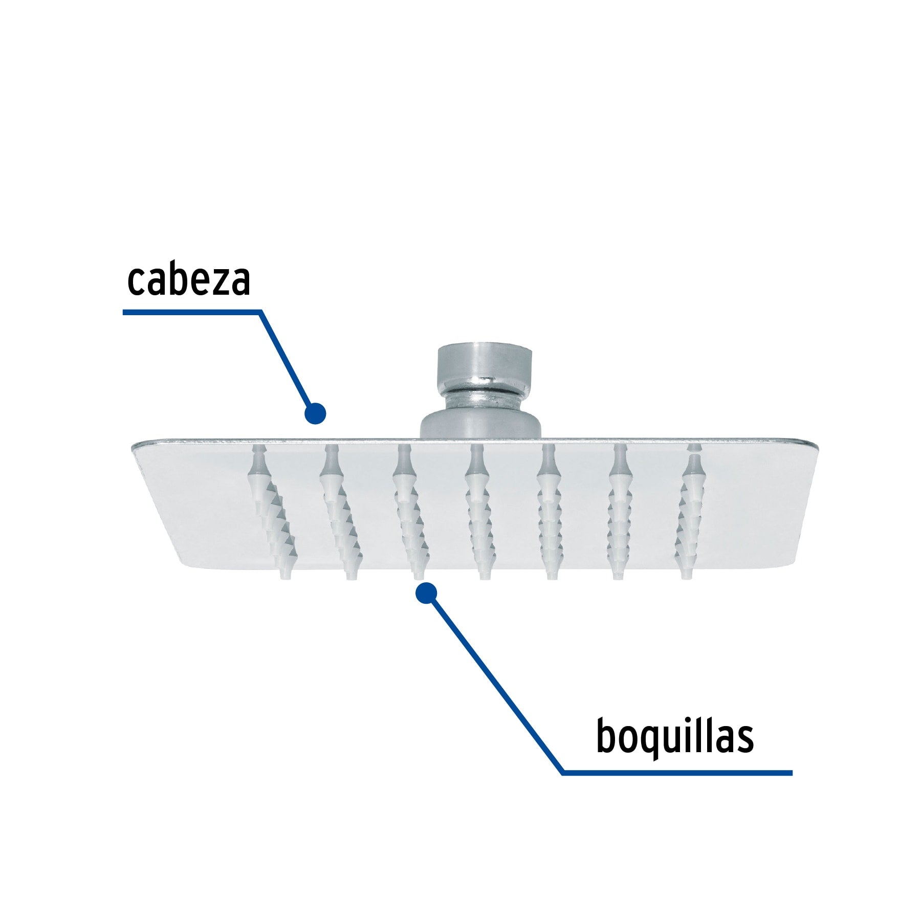 Regadera cuadrada 6", acero inox, sin brazo, cromo, TÚBIG