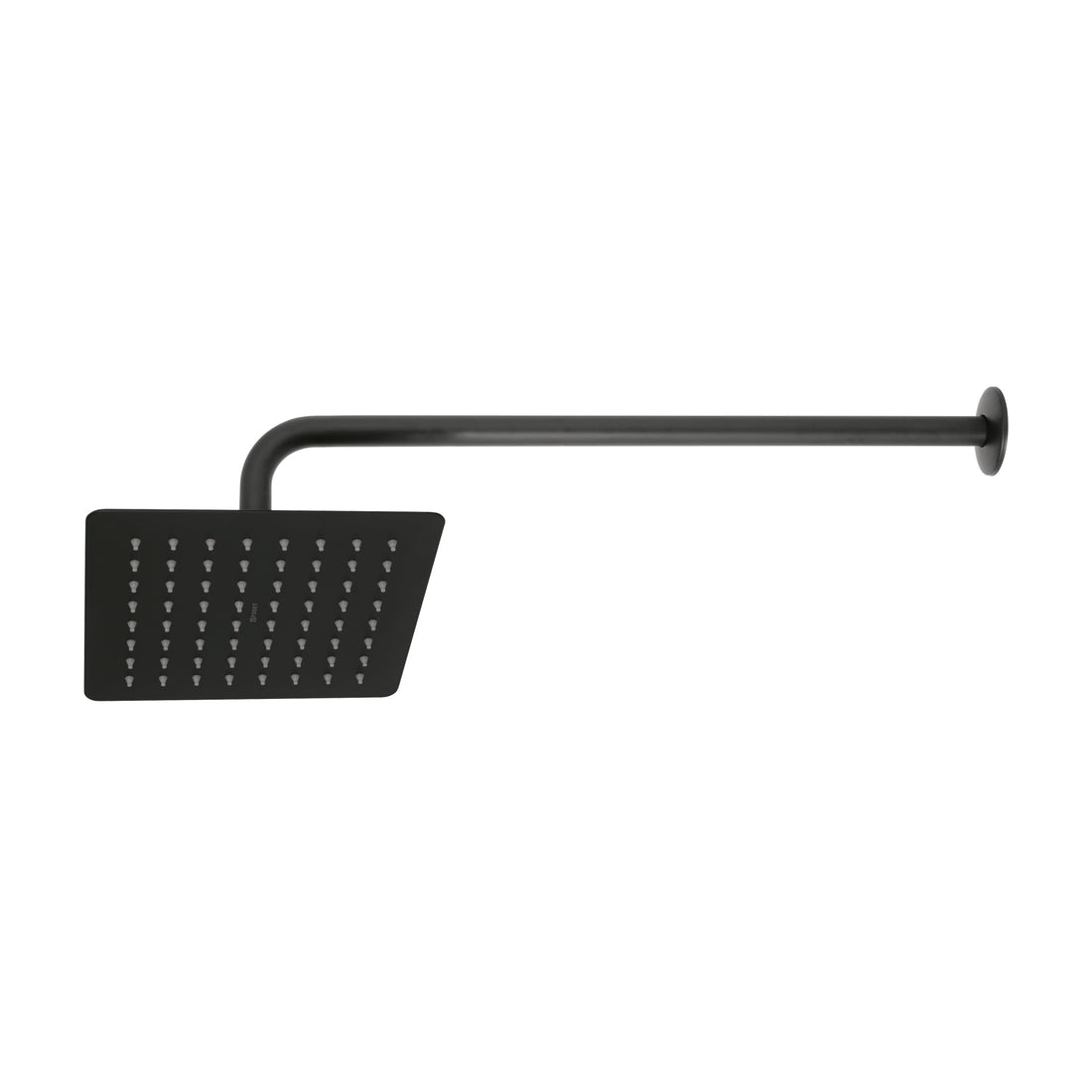 Regadera cuadrada 8", acero inox, con brazo, negro, TÚBIG