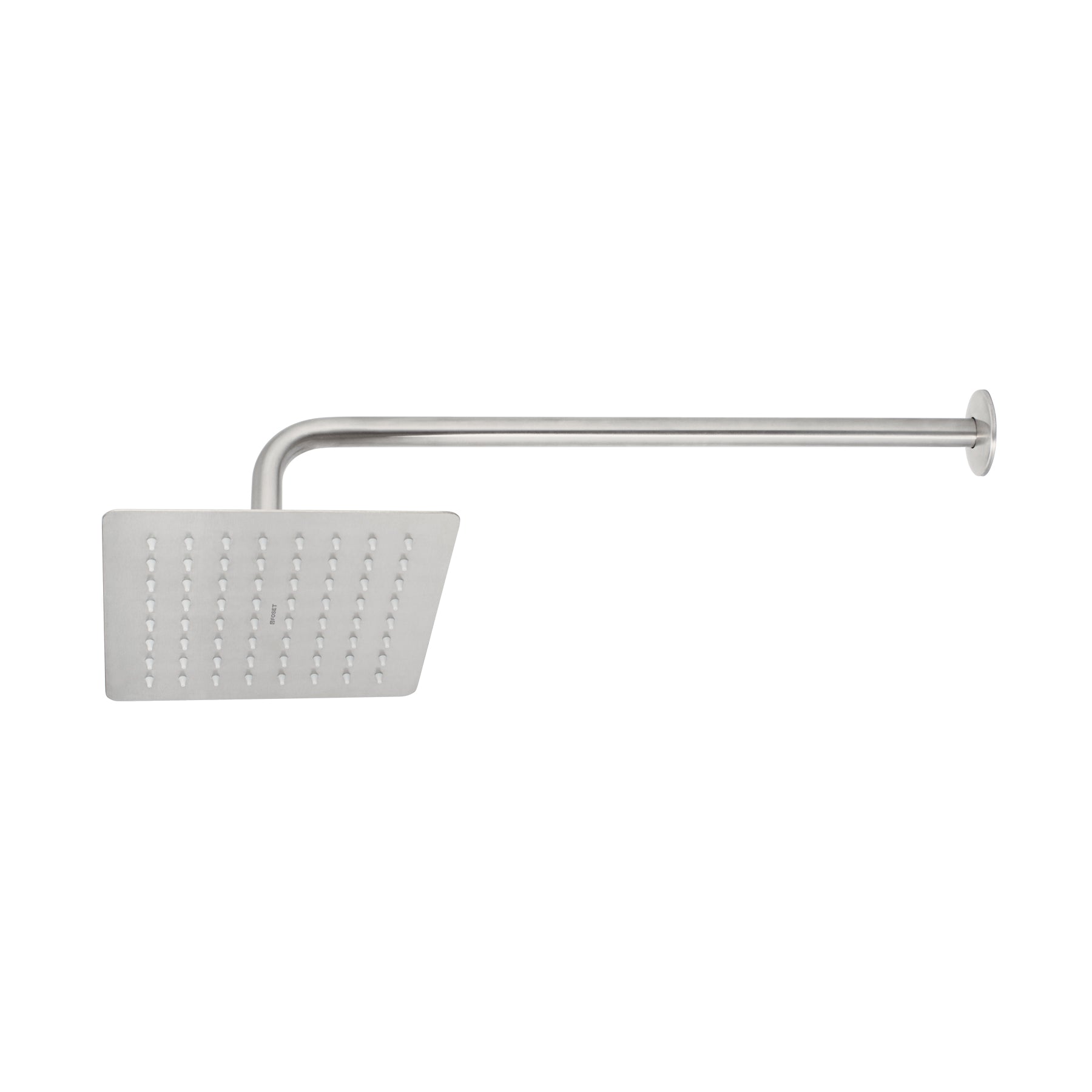 Regadera cuadrada 8", acero inox, con brazo, satín, TÚBIG