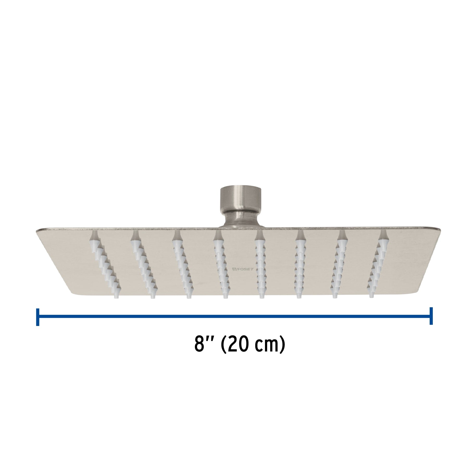 Regadera cuadrada 8", acero inox, sin brazo, satín, TÚBIG