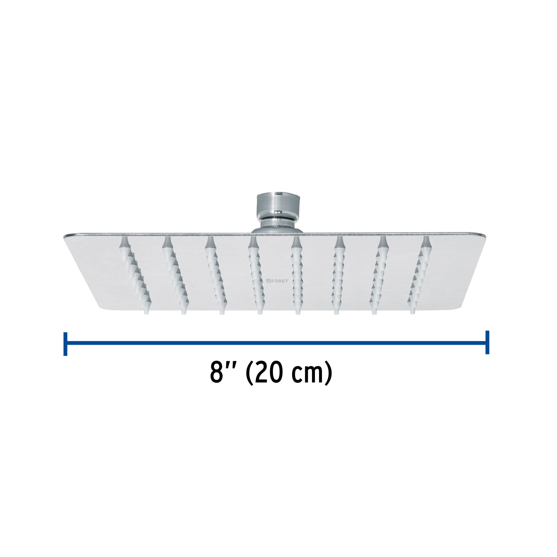 Regadera cuadrada 8", acero inox, sin brazo, cromo, TÚBIG