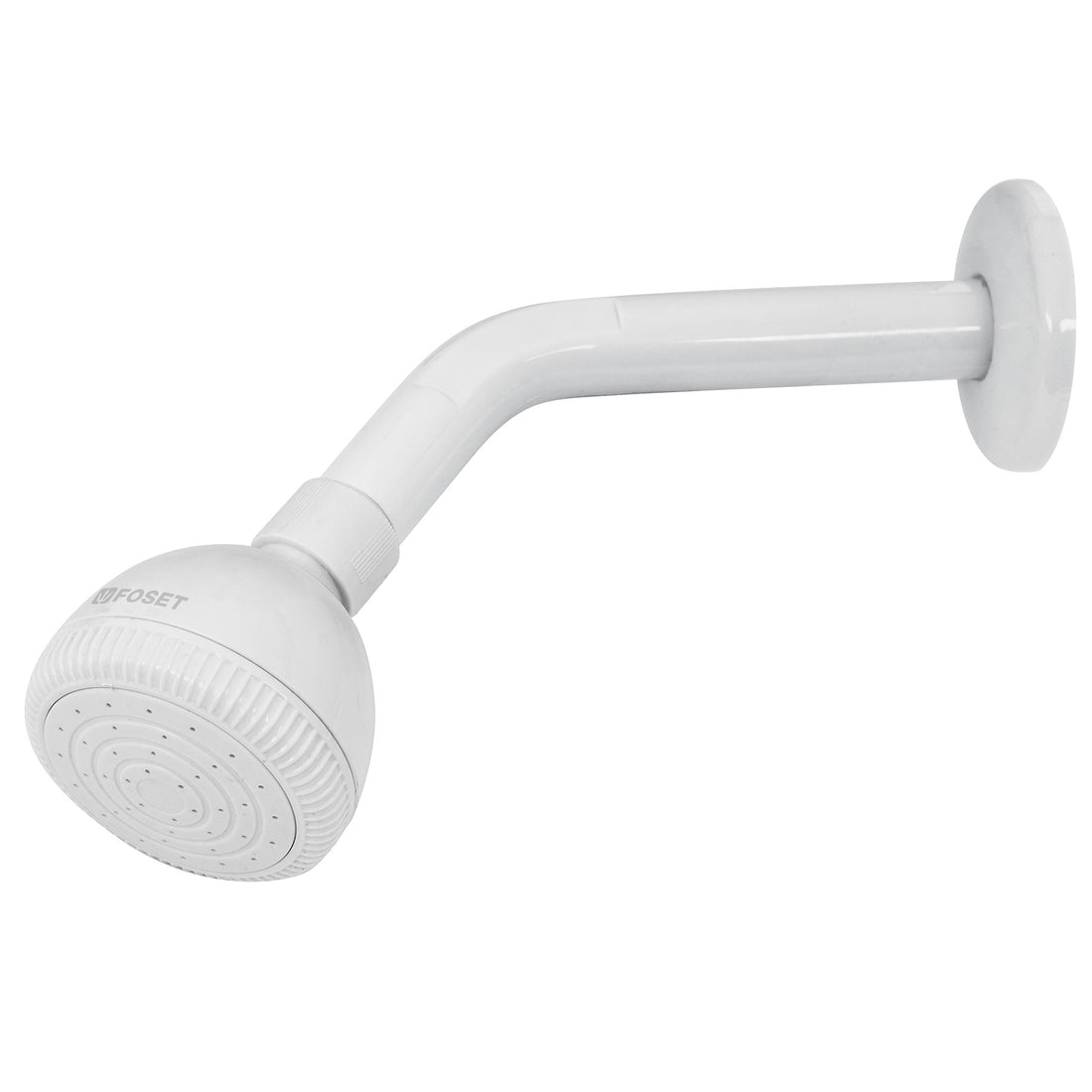 Regadera plástica redonda 2-1/2" blanca, FOSET BASIC