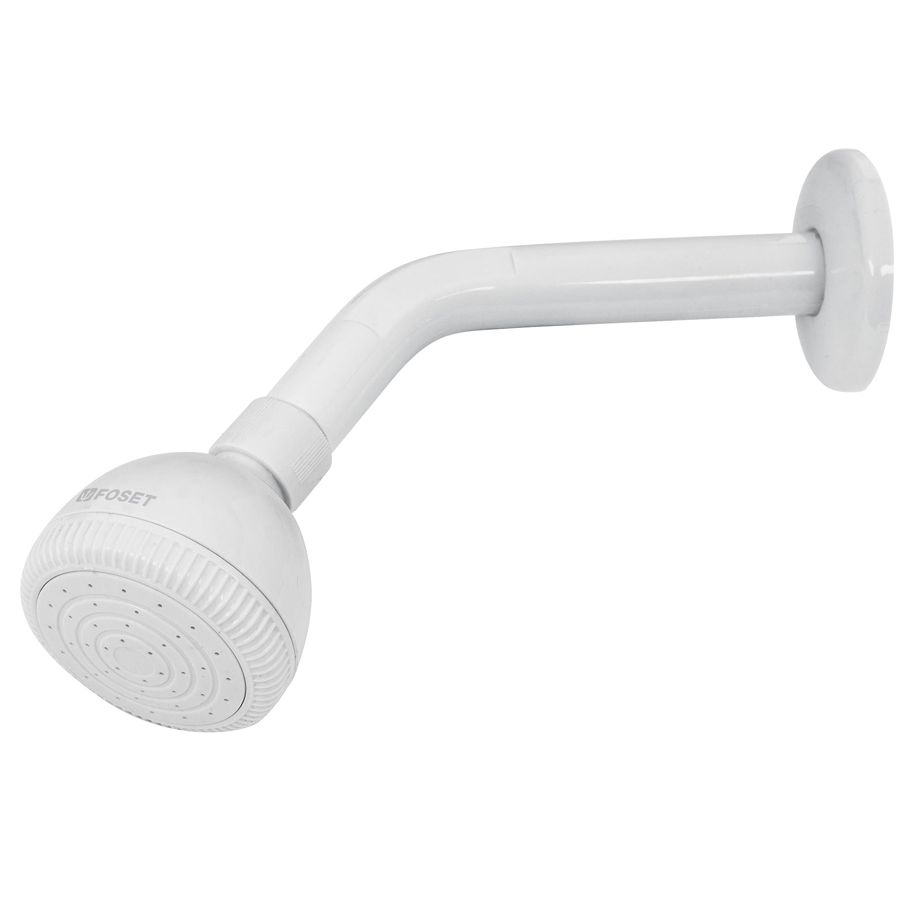 Regadera plástica redonda 2-1/2" blanca, FOSET BASIC