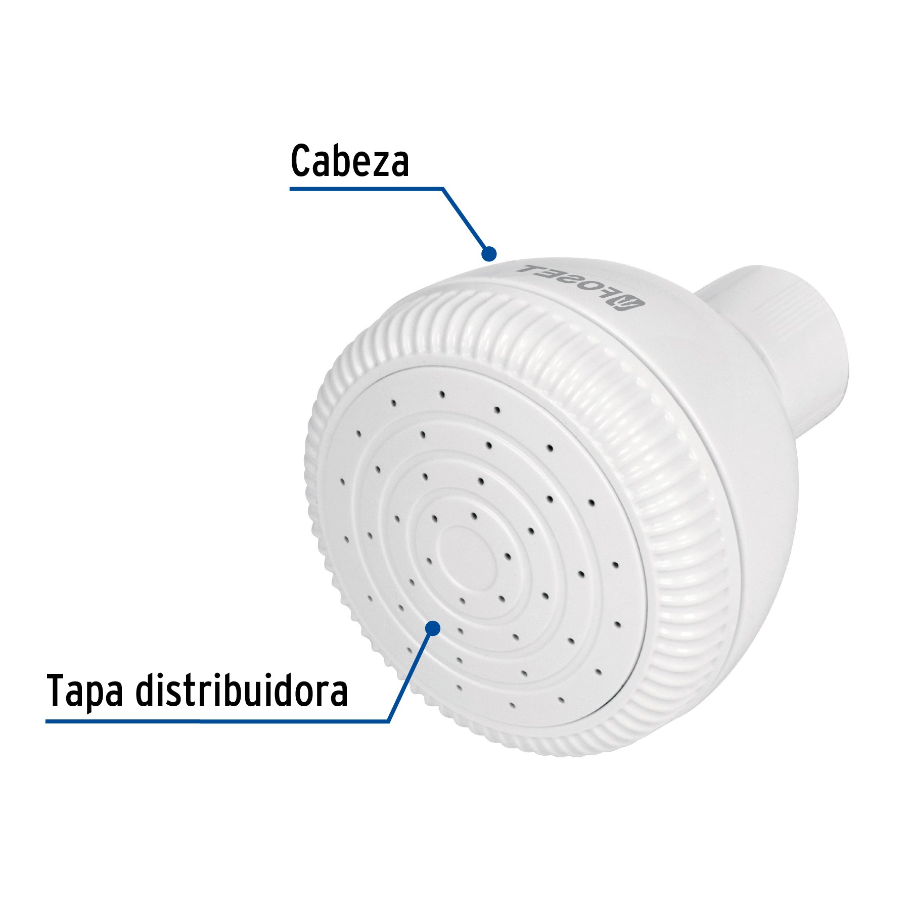 Regadera redonda de ABS 2-1/2" sin brazo, FOSET BASIC