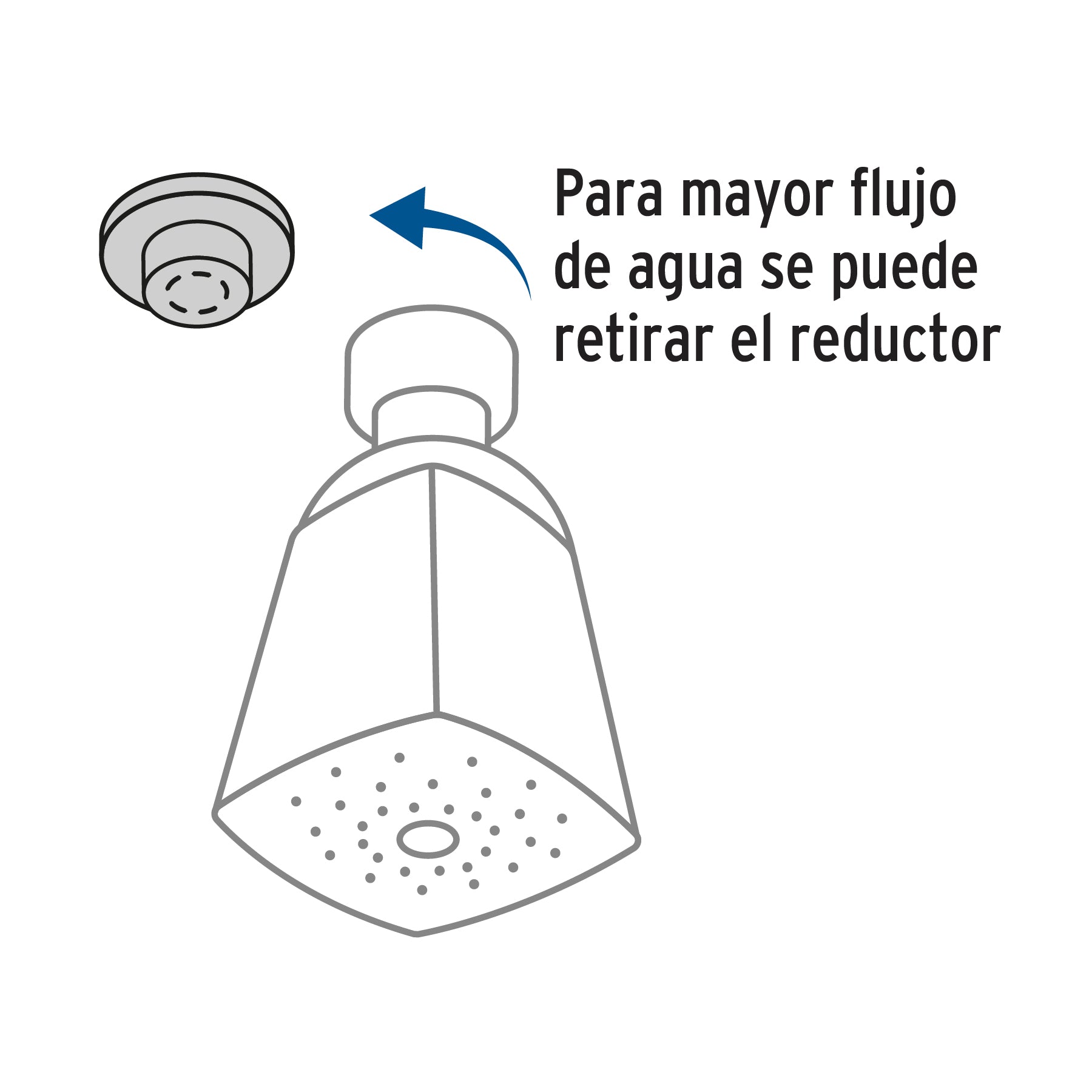 Regadera redonda 2", metálica, sin brazo, cromo, AQUA