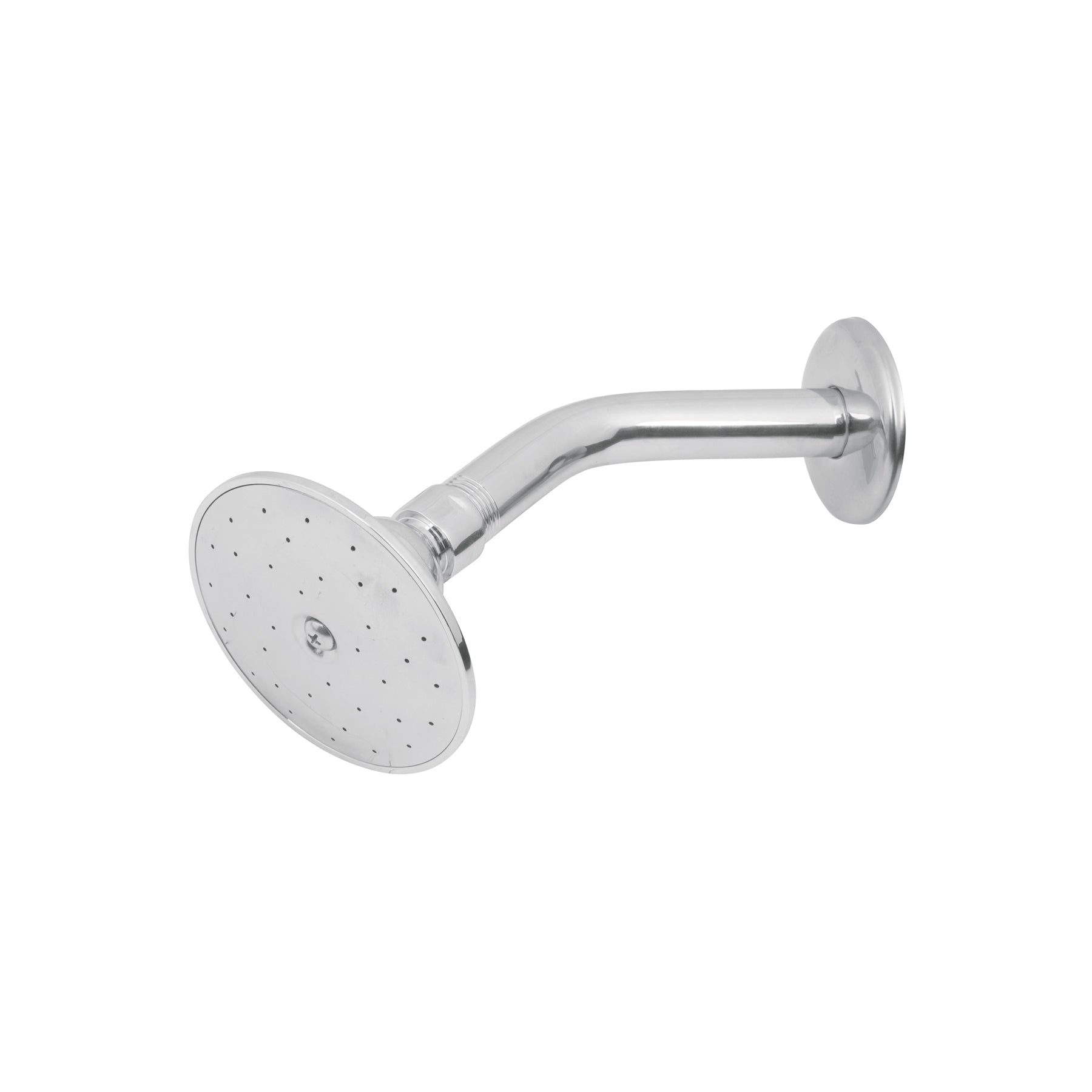 Regadera redonda 3-1/2", metálica, brazo y chapetón, cromo