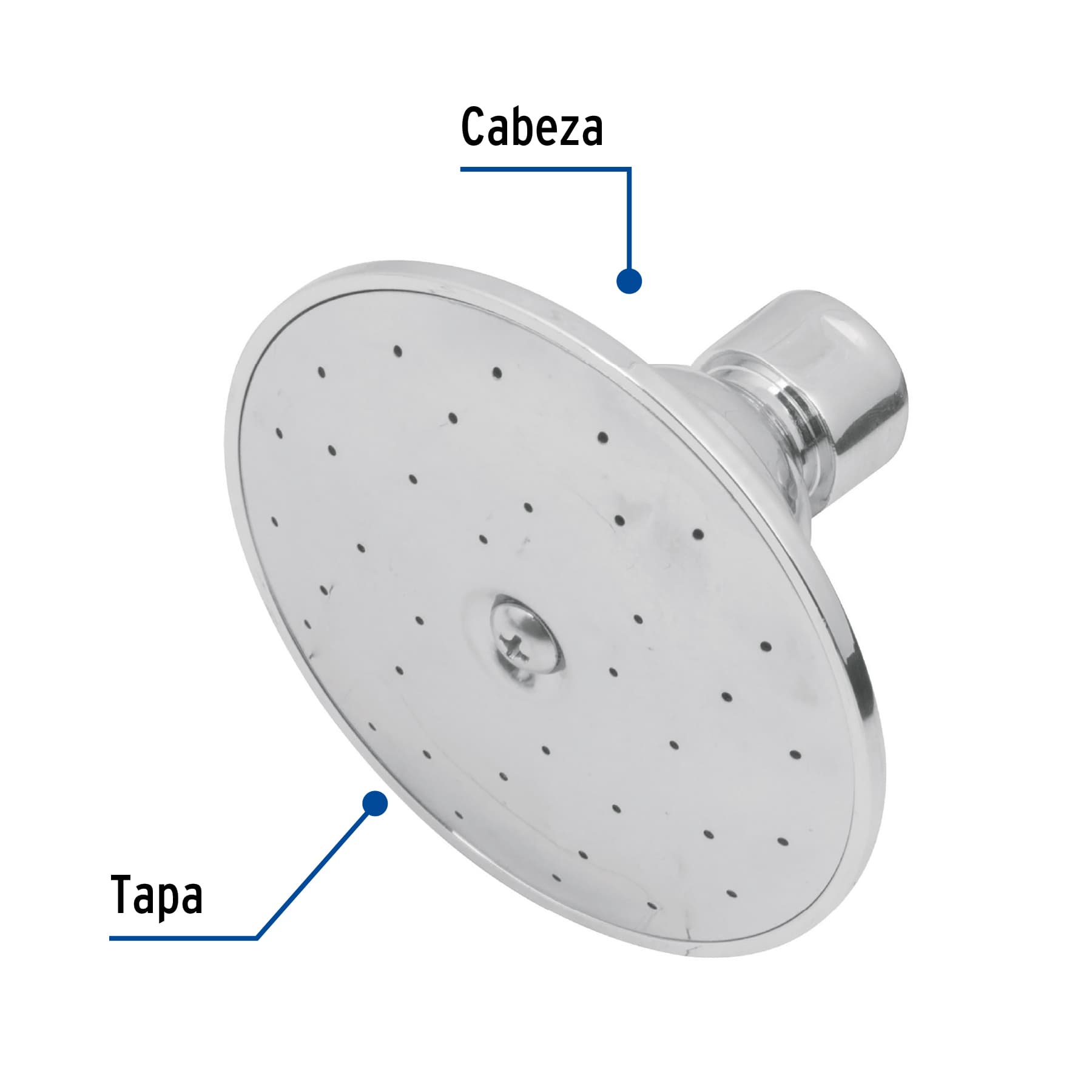 Regadera redonda 3-1/2", metálica, sin brazo, cromo, AQUA