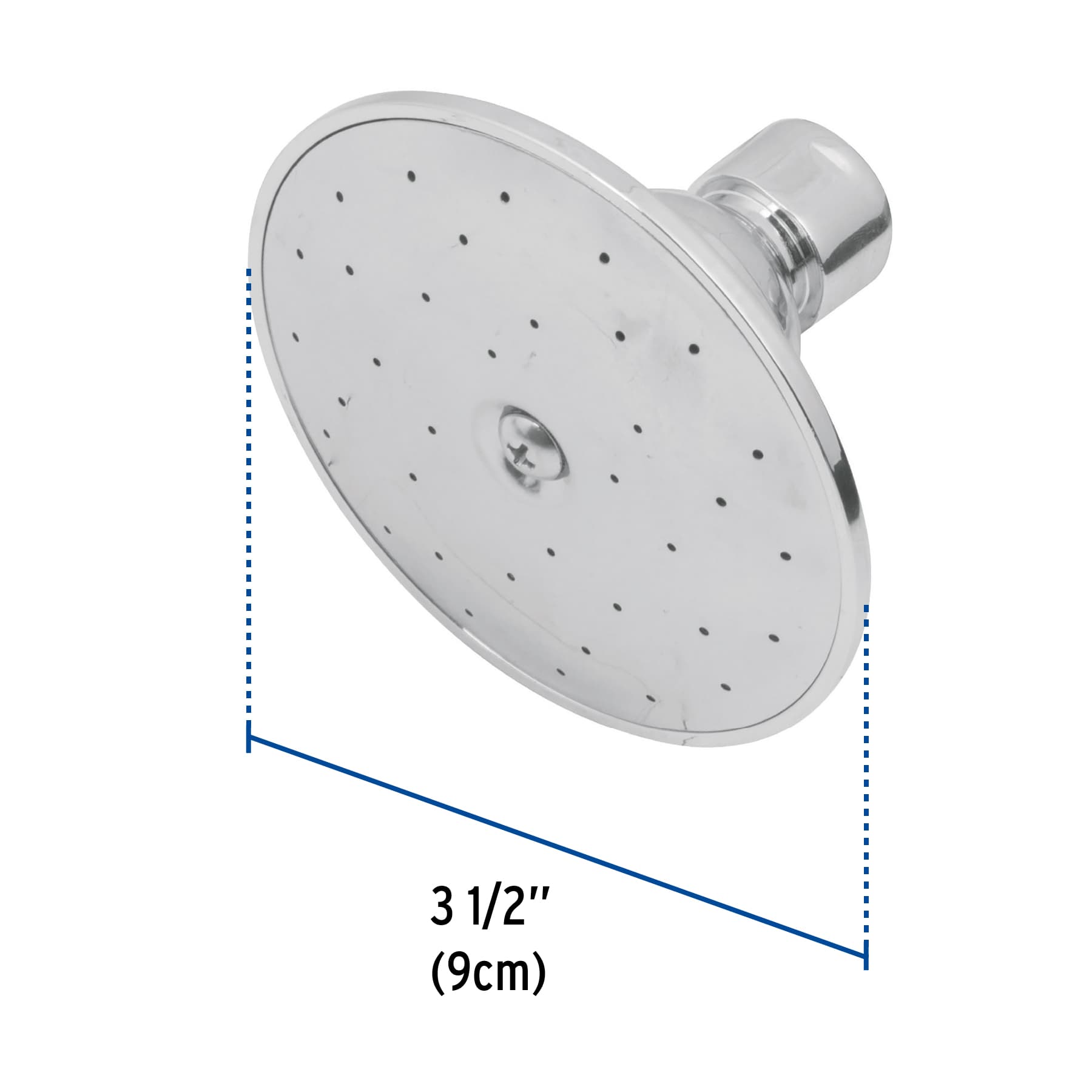 Regadera redonda 3-1/2", metálica, sin brazo, cromo, AQUA