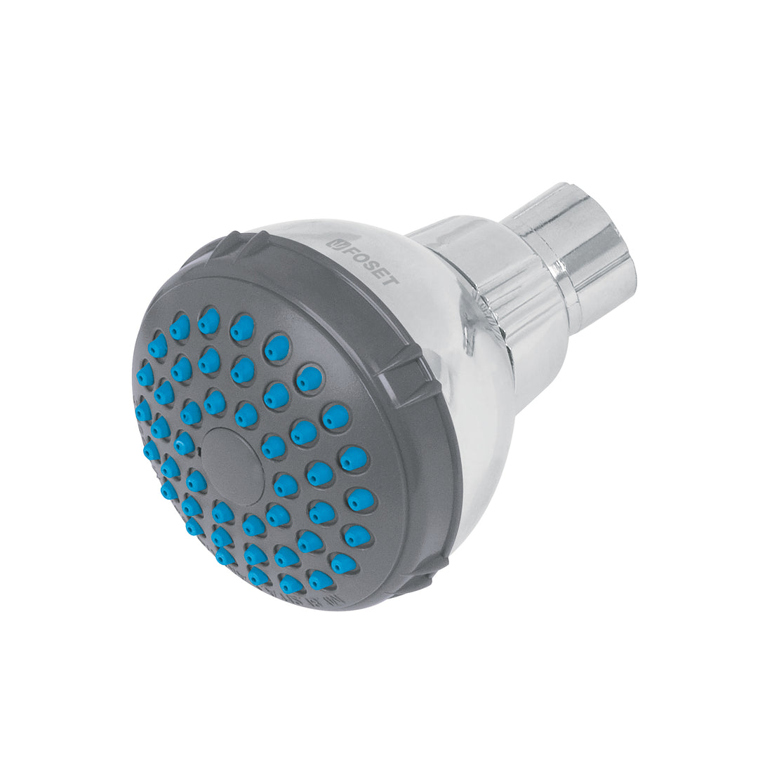 Regadera redonda de ABS 2-1/2" gris-cromo sin brazo, BASIC