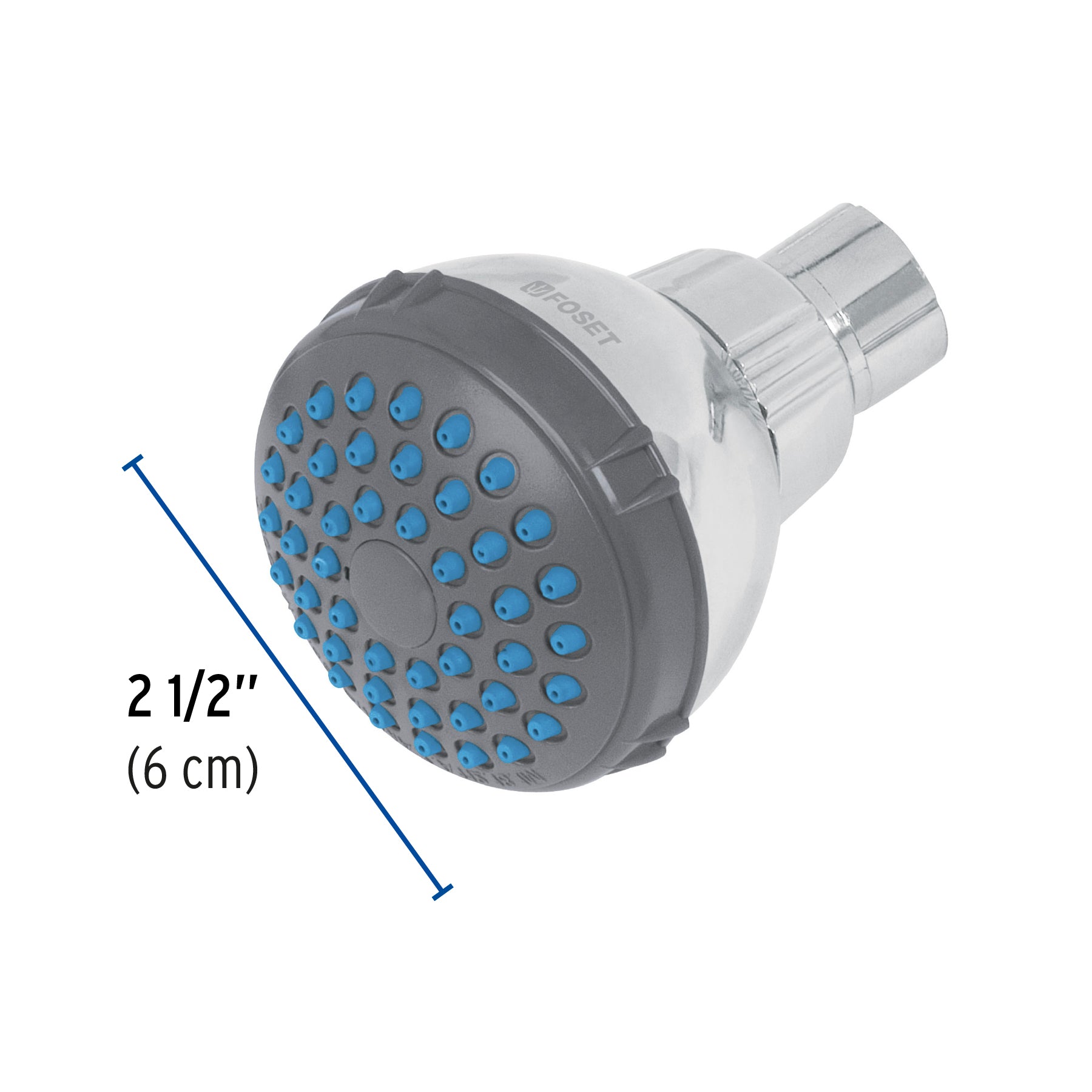 Regadera redonda de ABS 2-1/2" gris-cromo sin brazo, BASIC