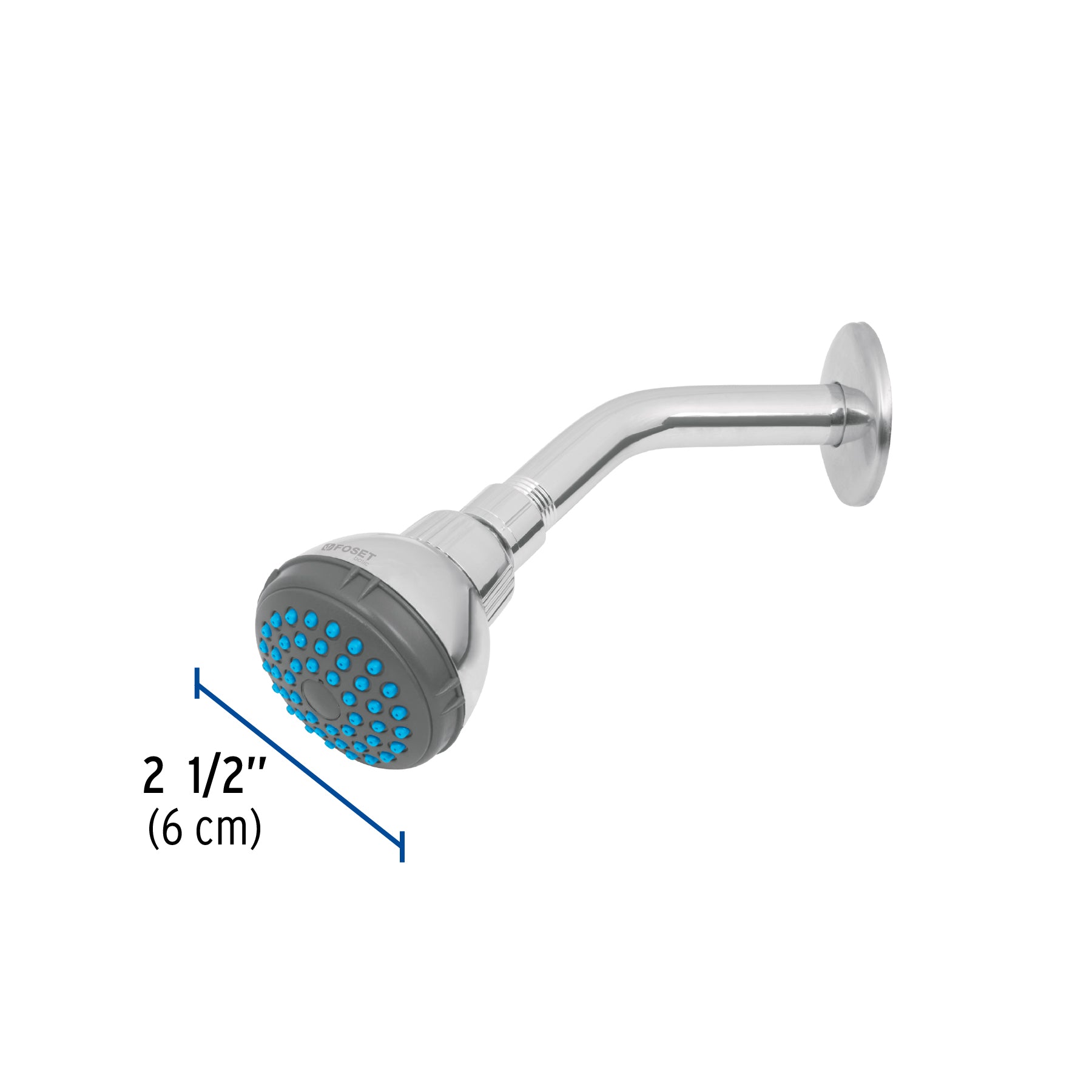Regadera redonda 2-1/2" brazo y chapetón de acero, BASIC