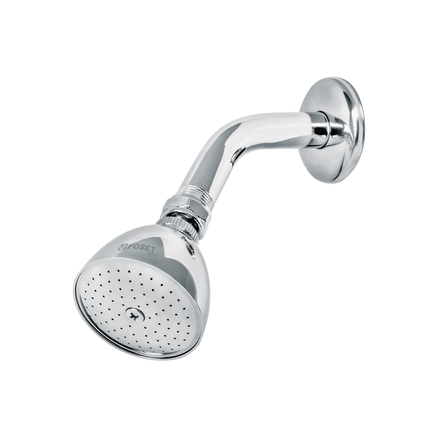 Regadera cónica 2-1/2", metálica, brazo y chapetón, cromo